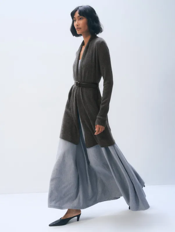 Cashmere Trapeze Cardigan | Dark Slate Heather sold by White + Warren