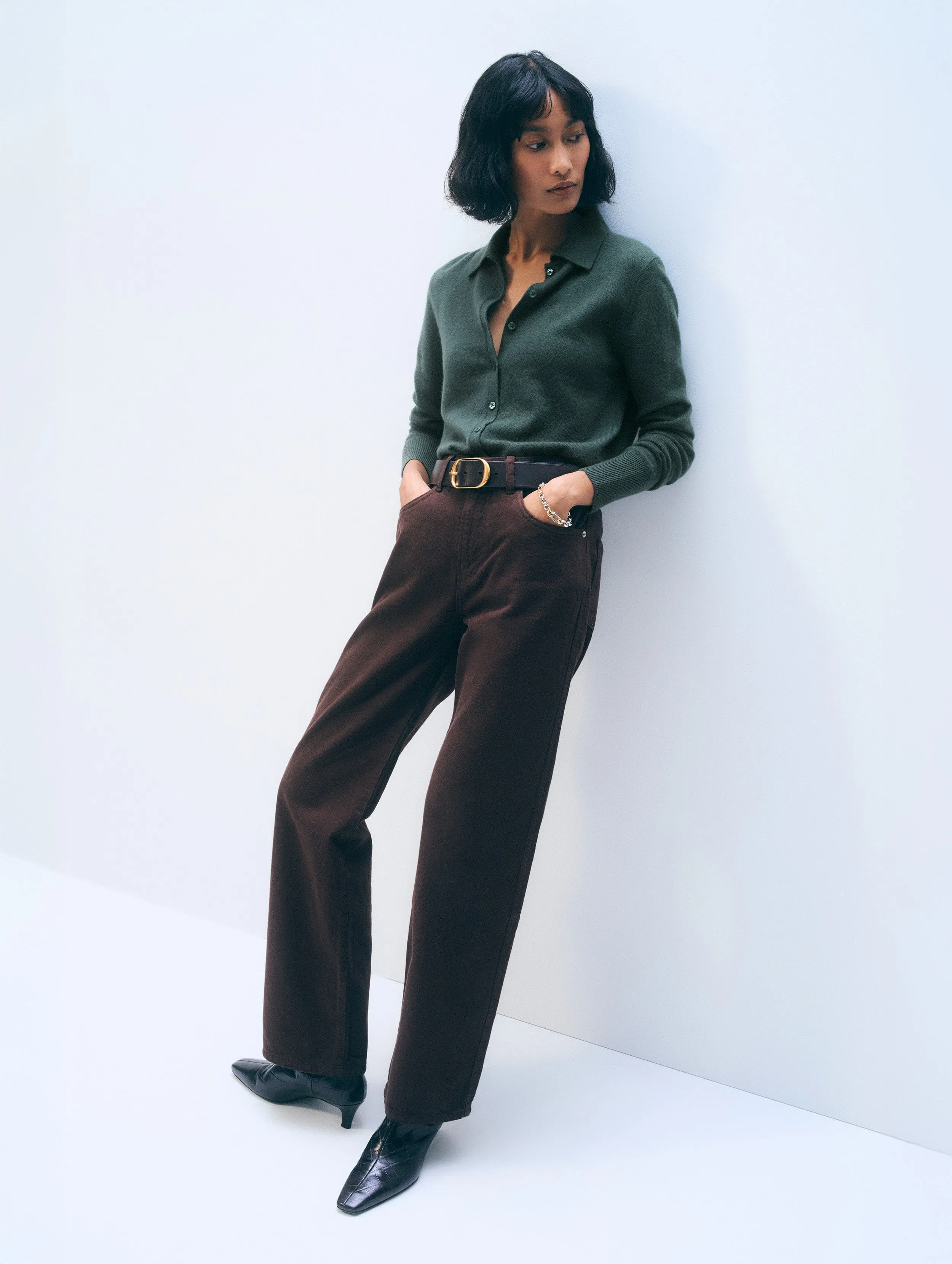 Cashmere Collared Cardigan sold by White + Warren product image thumbnail 3