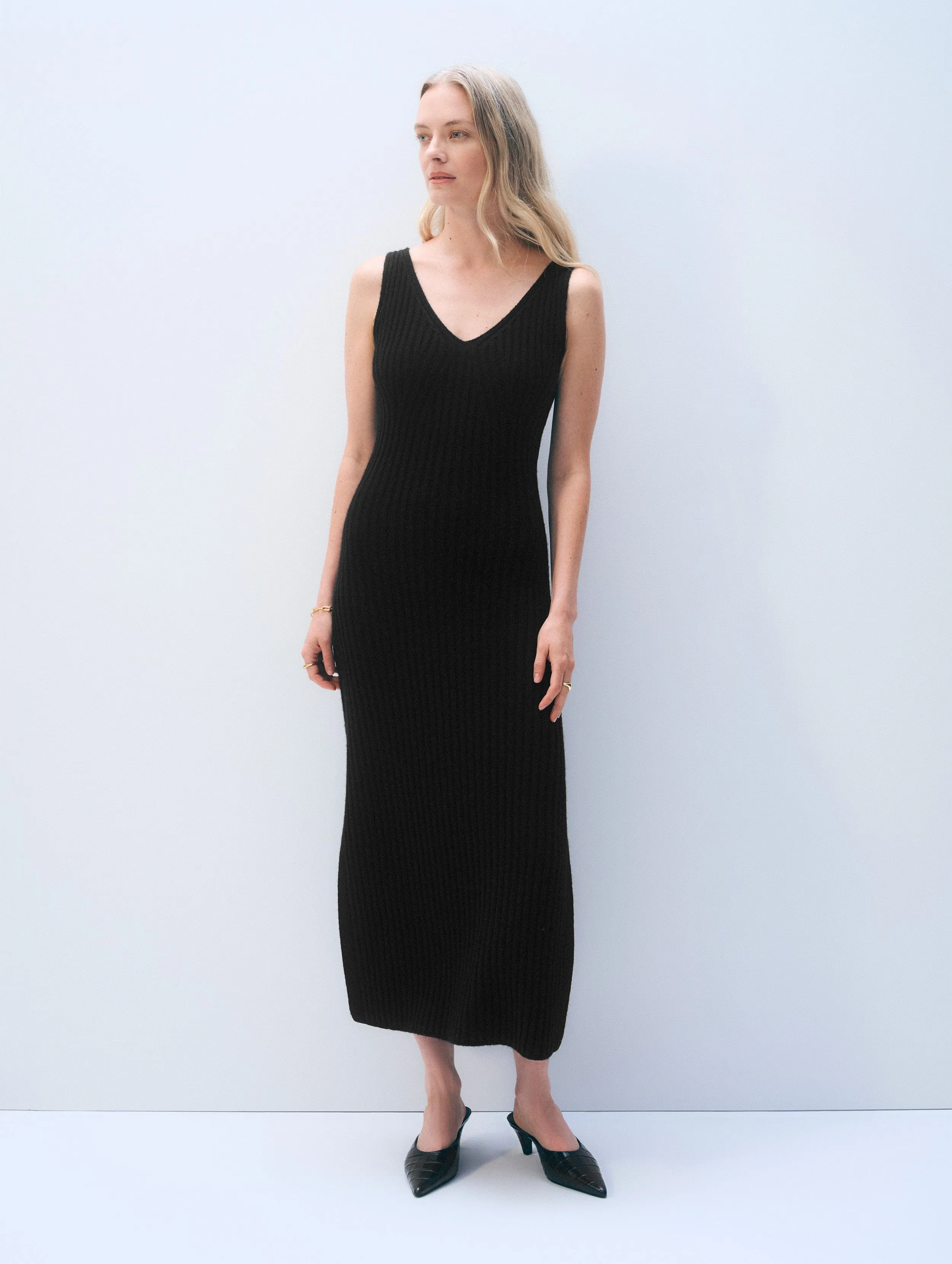 Cashmere Blend Ribbed Midi Dress sold by White + Warren
