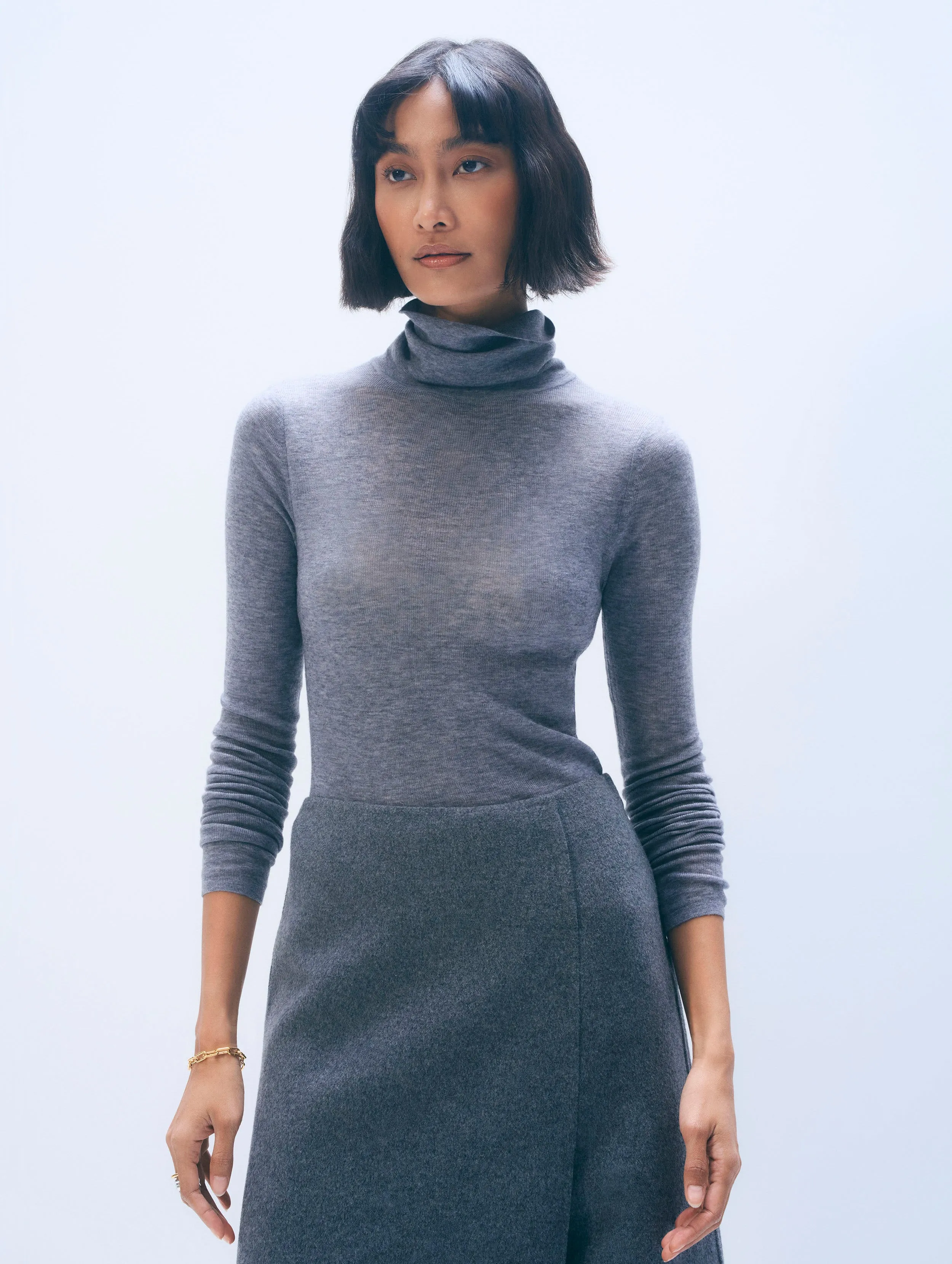 Superfine Cashmere Blend Turtleneck sold by White + Warren