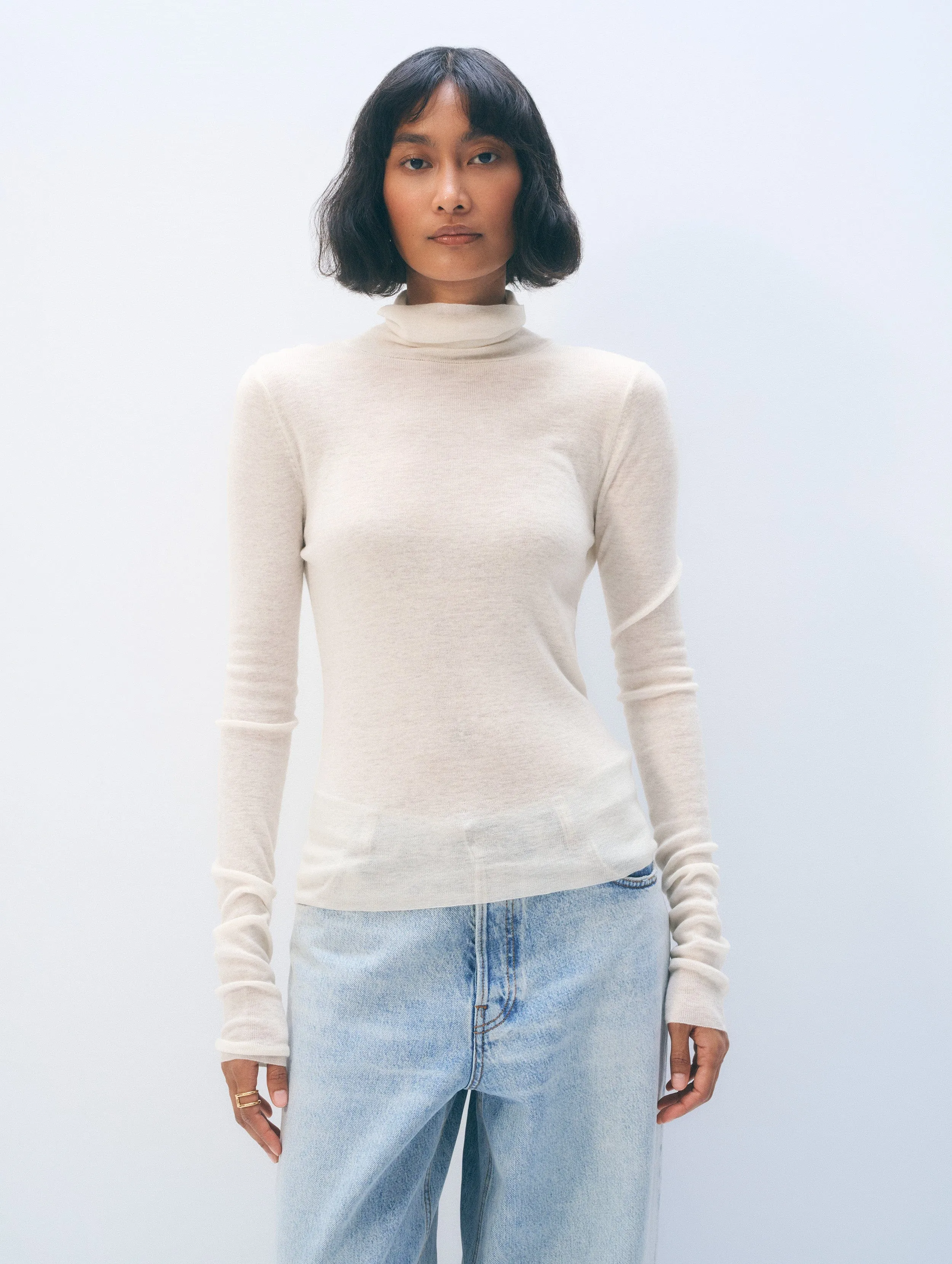 Superfine Cashmere Blend Turtleneck sold by White + Warren product image thumbnail 4