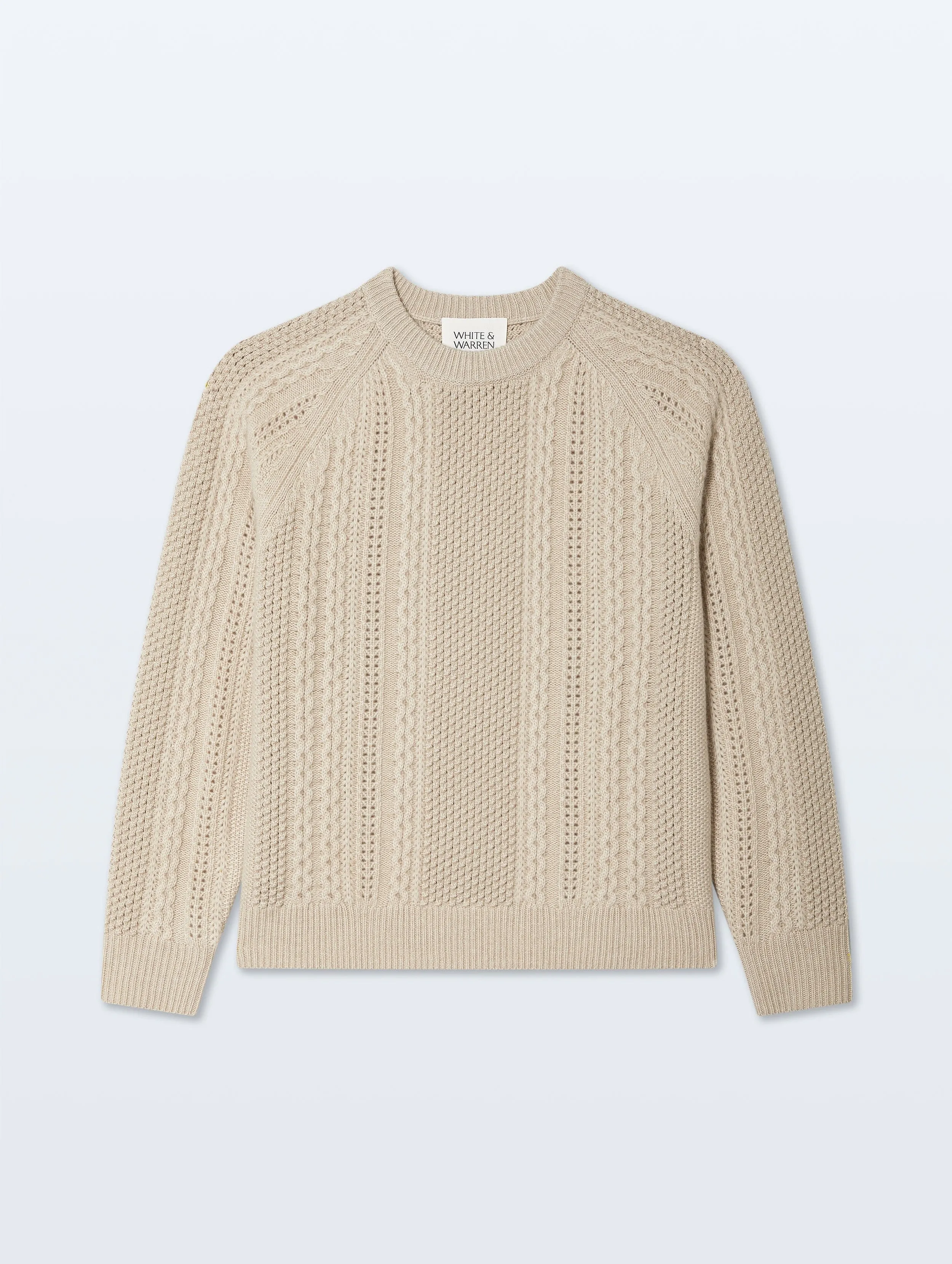 Cashmere Luxe Cable Crewneck | Natural Heather sold by White + Warren product image thumbnail 4