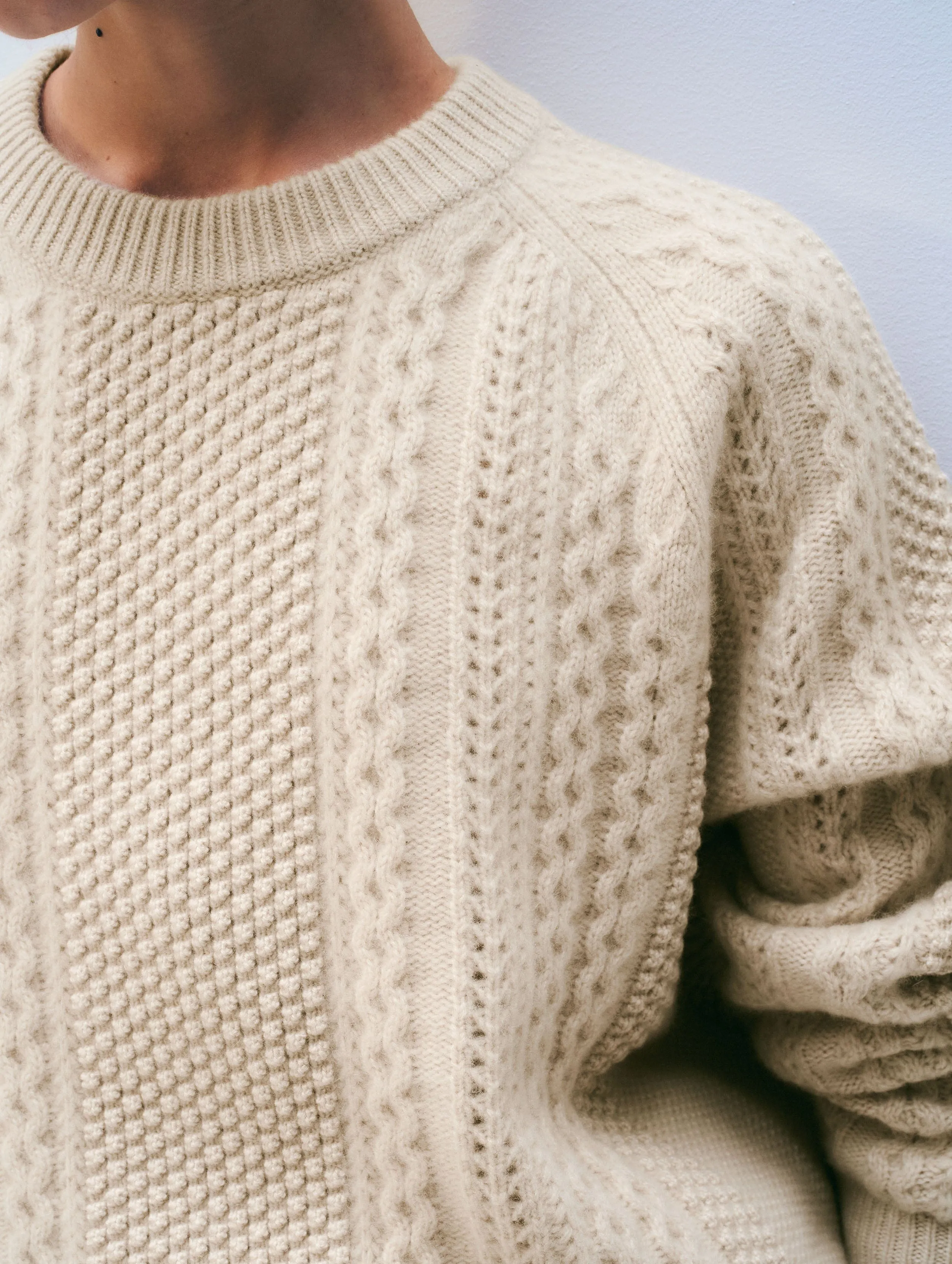 Cashmere Luxe Cable Crewneck | Natural Heather sold by White + Warren product image thumbnail 2