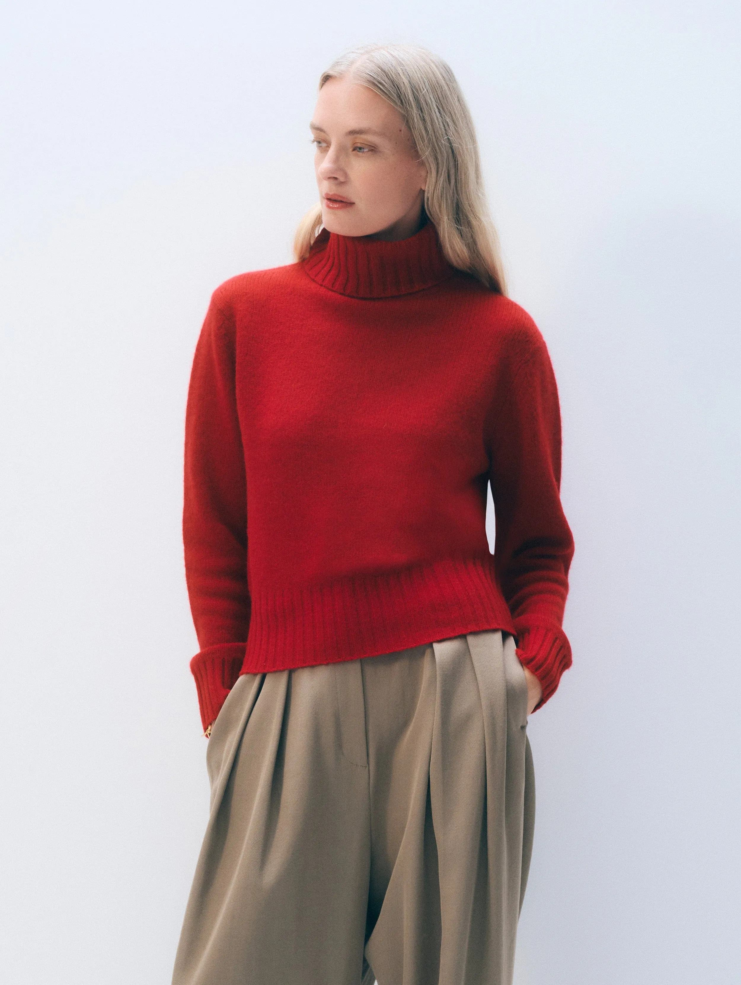 Cashmere Featherweight Turtleneck | Deep Crimson sold by White + Warren