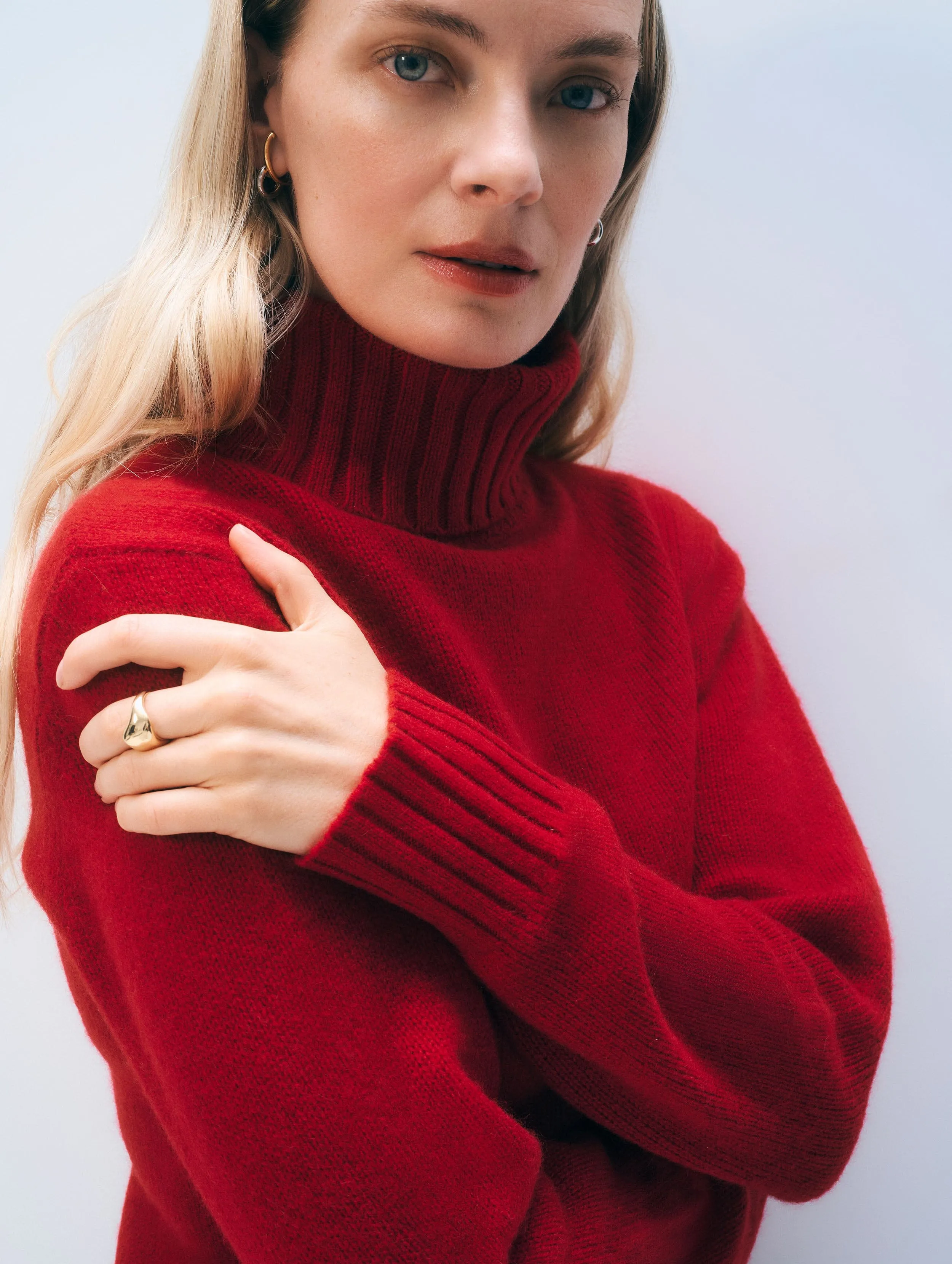 Cashmere Featherweight Turtleneck | Deep Crimson sold by White + Warren product image thumbnail 2