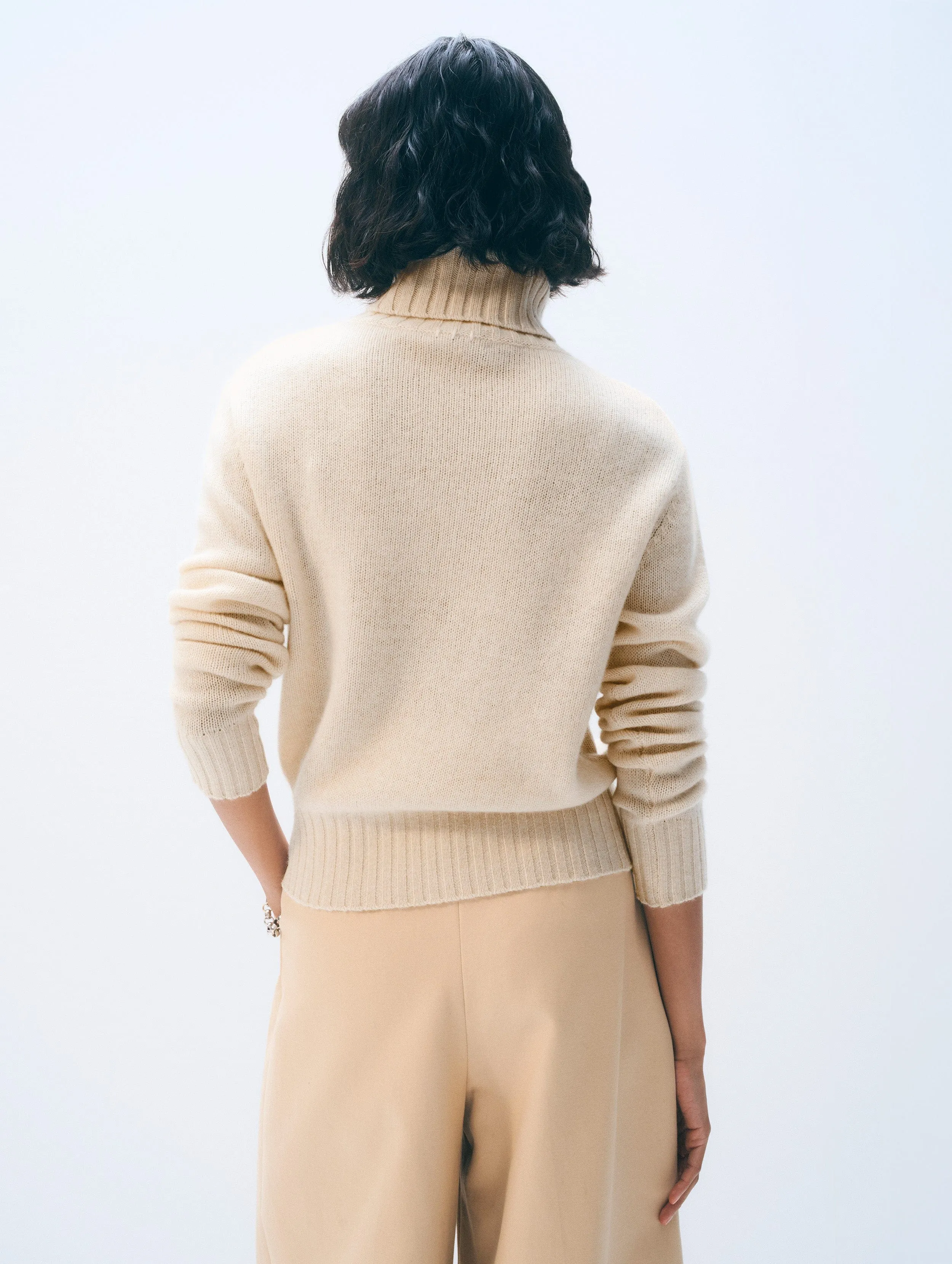 Cashmere Featherweight Turtleneck | Natural Heather sold by White + Warren product image thumbnail 3