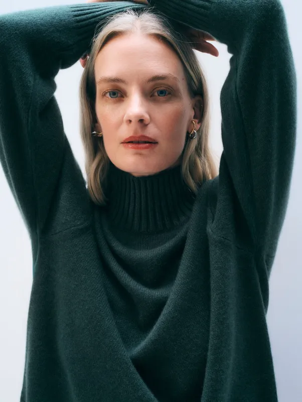 Cashmere Oversized Standneck | Juniper Green sold by White + Warren