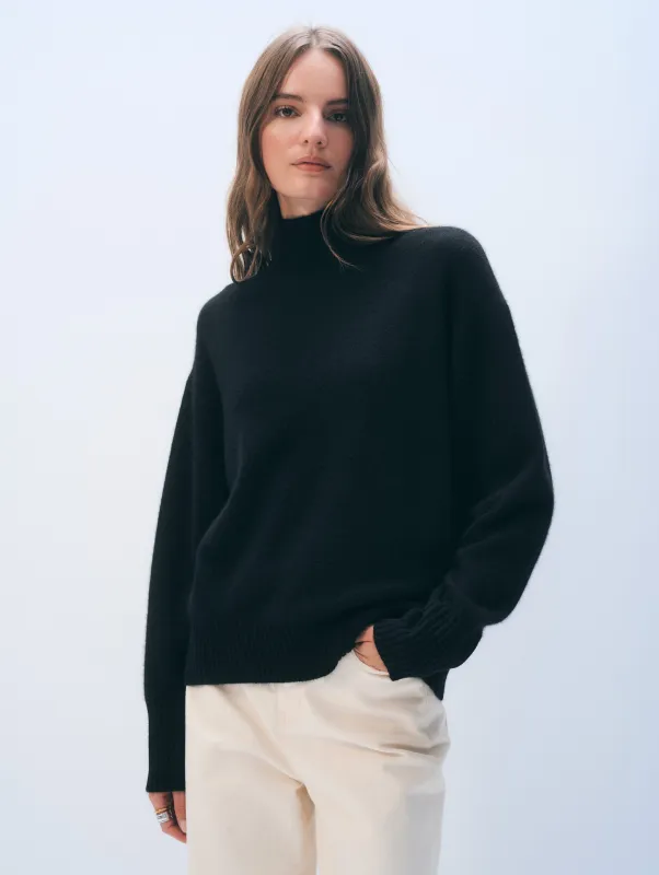 Cashmere Oversized Standneck | Black sold by White + Warren