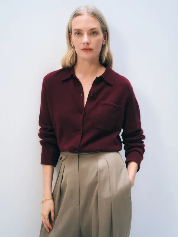 Cashmere Button Shirt | Sangria sold by White + Warren