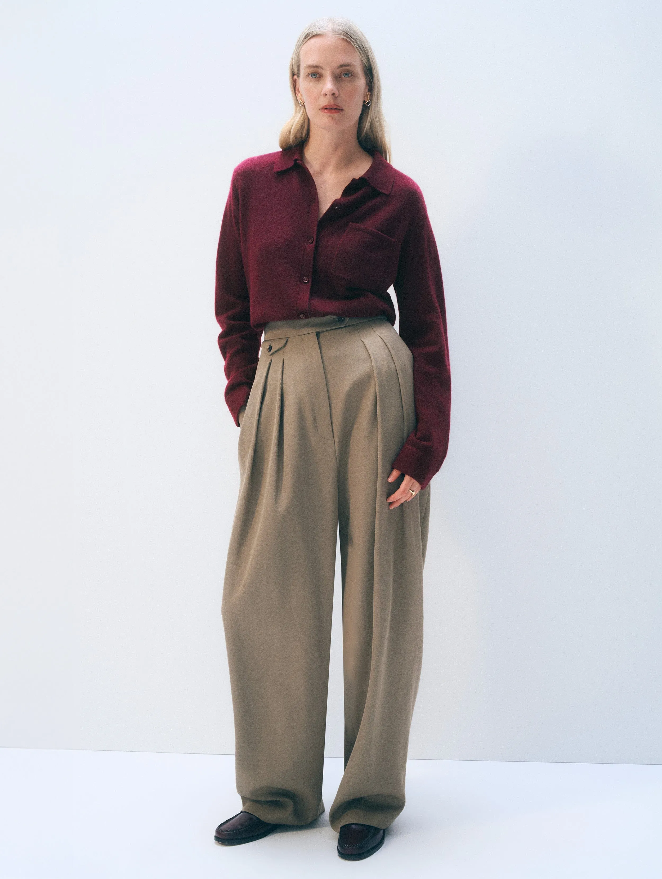 Cashmere Button Shirt | Sangria sold by White + Warren product image thumbnail 2