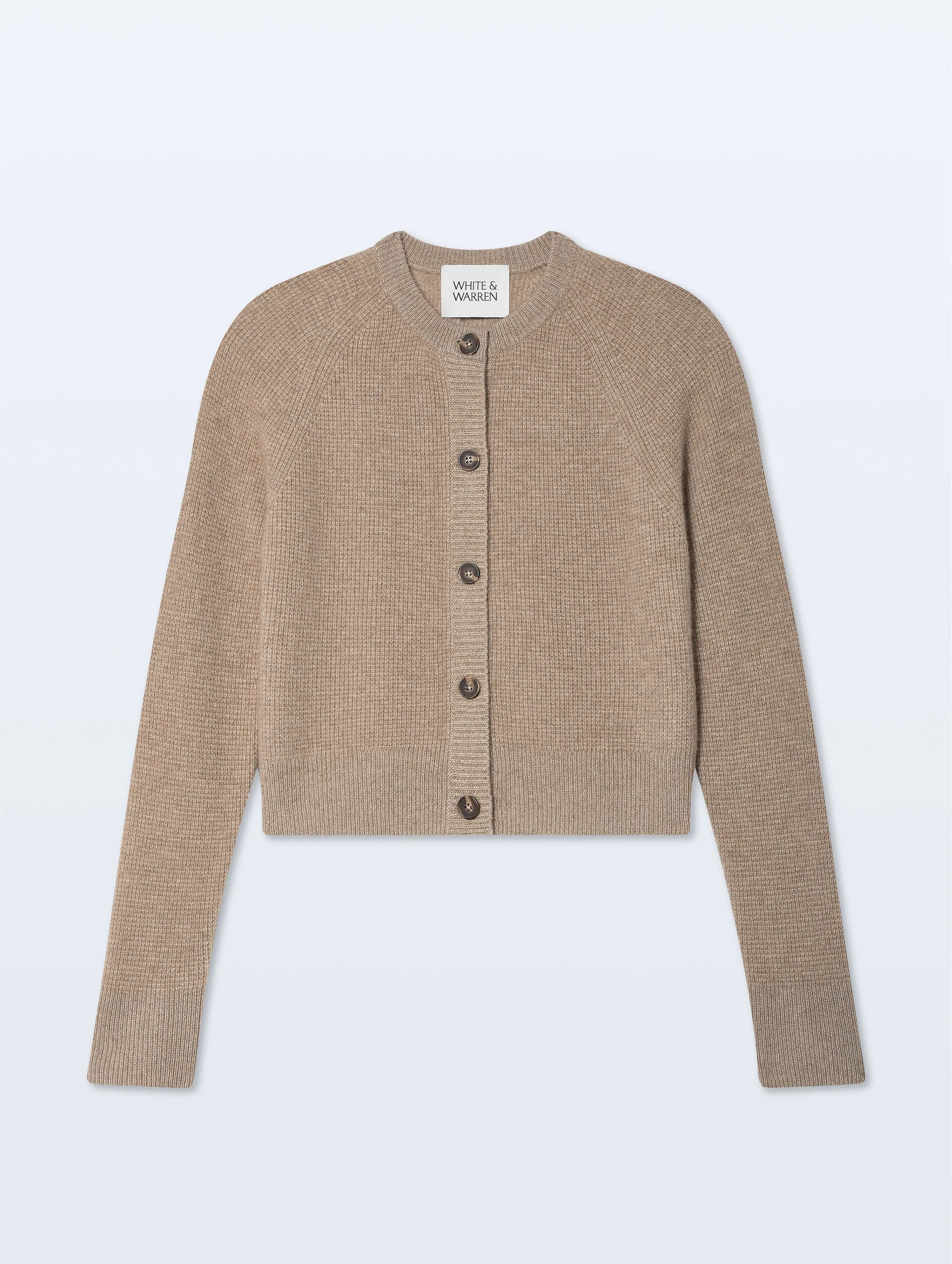 Cashmere Waffle Cardigan | Taupe Heather sold by White + Warren product image thumbnail 4