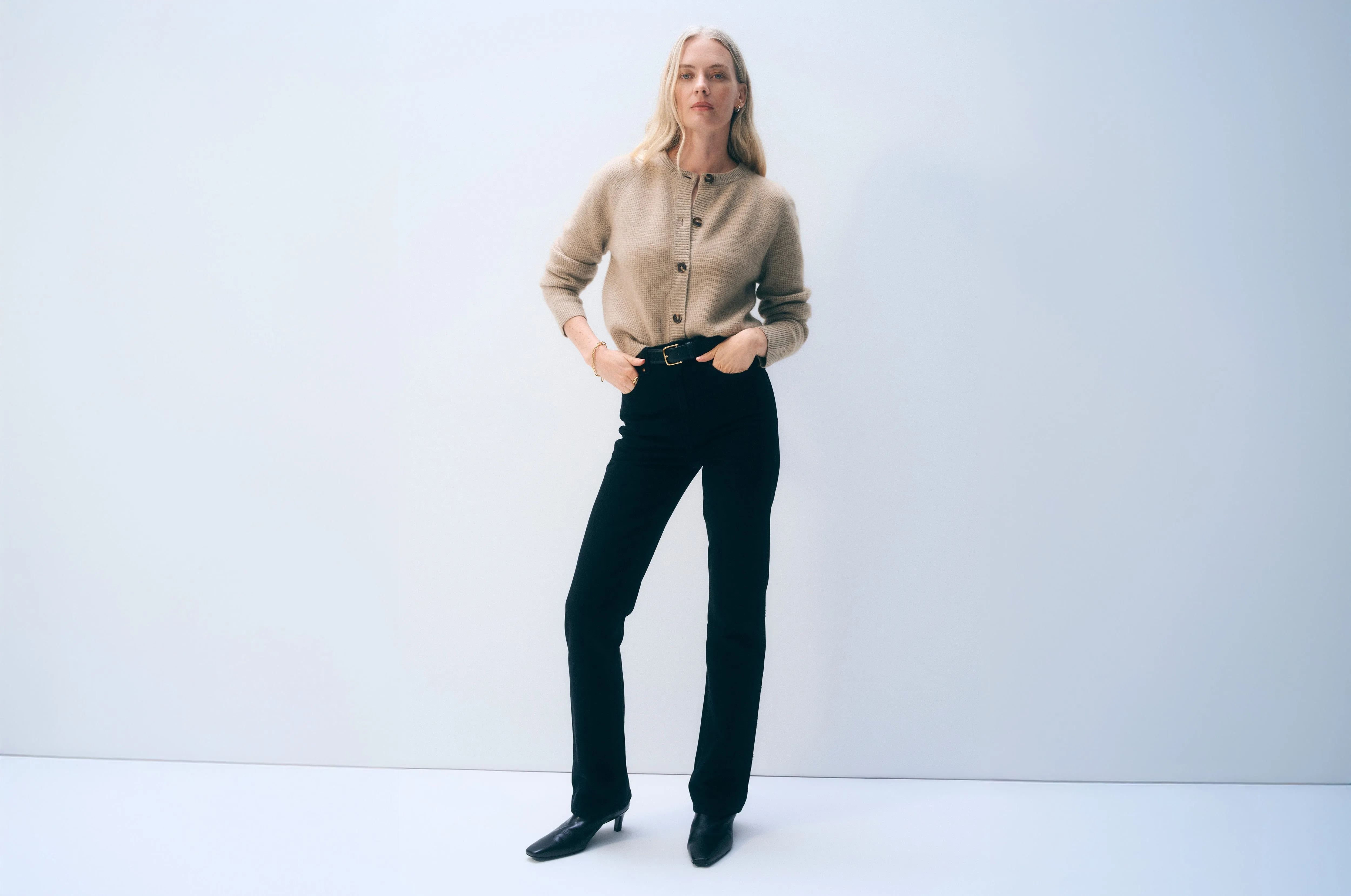 Cashmere Waffle Cardigan | Taupe Heather sold by White + Warren product image thumbnail 5