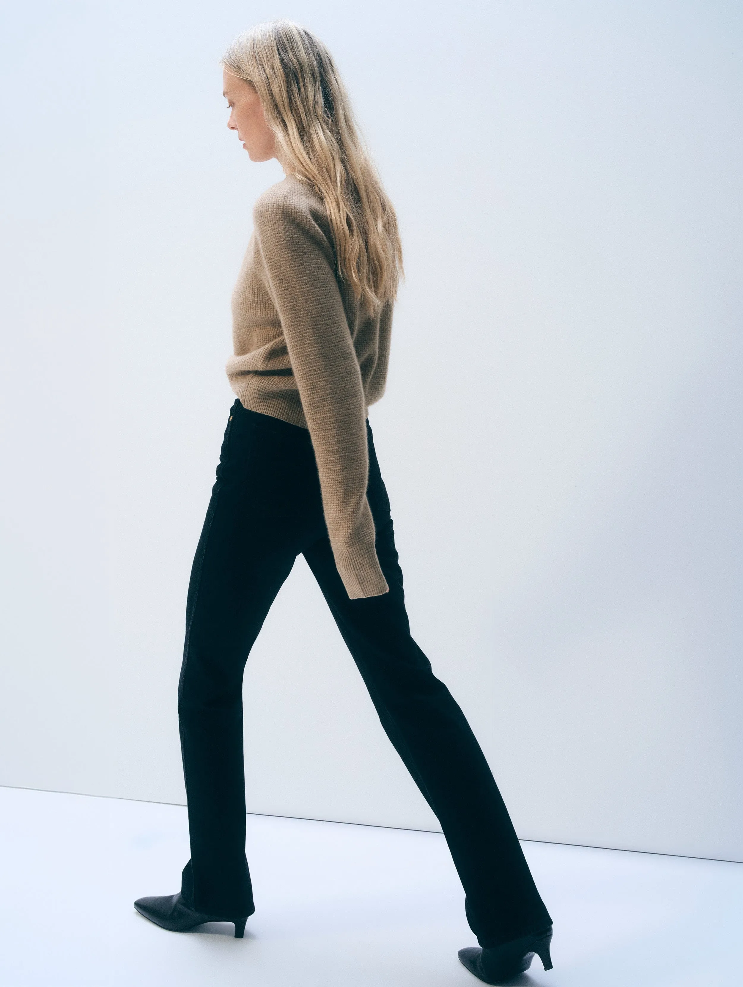 Cashmere Waffle Cardigan | Taupe Heather sold by White + Warren product image thumbnail 3