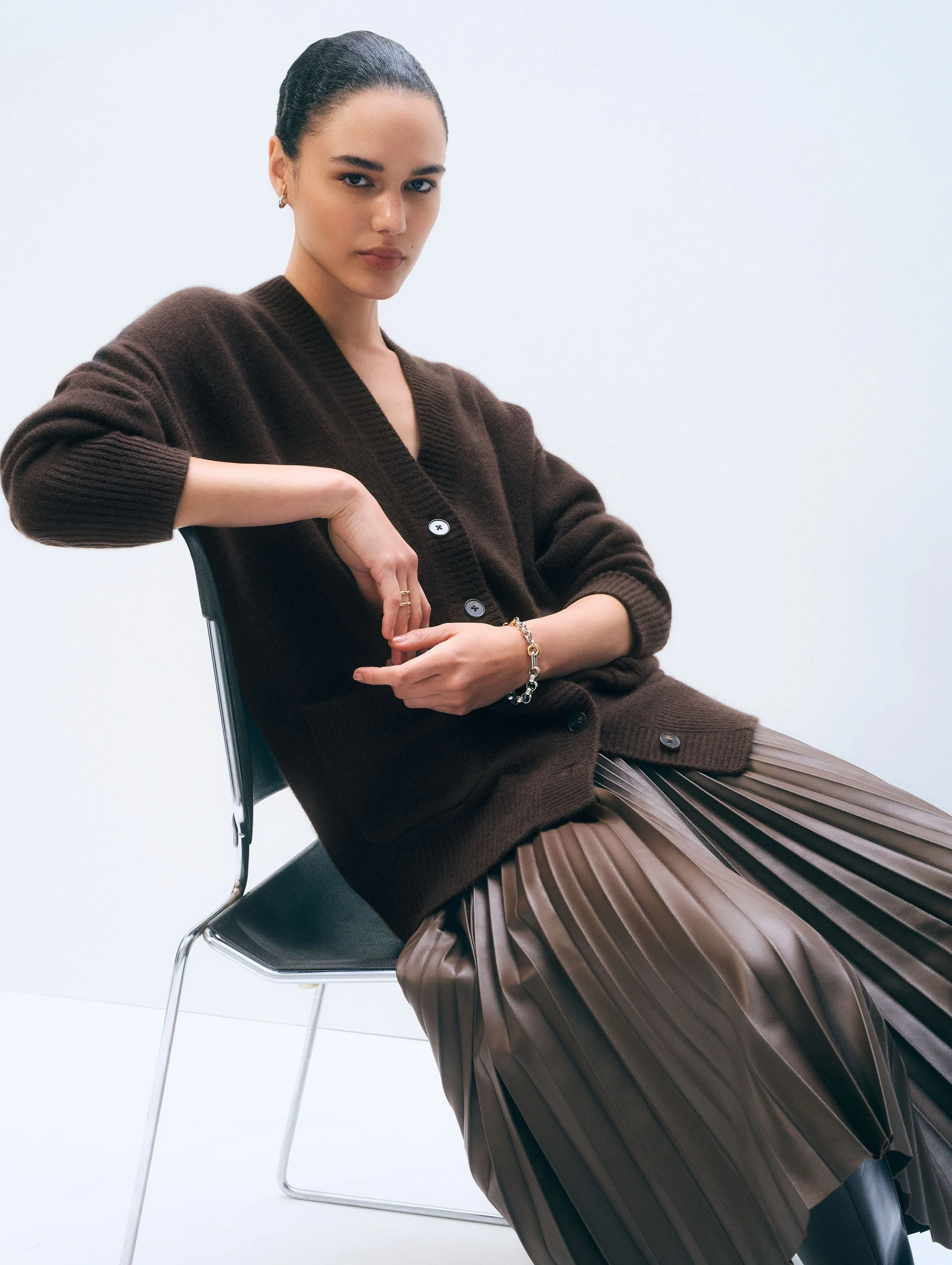 Cashmere Luxe Pocket Cardigan | Dark Umber sold by White + Warren product image thumbnail 4