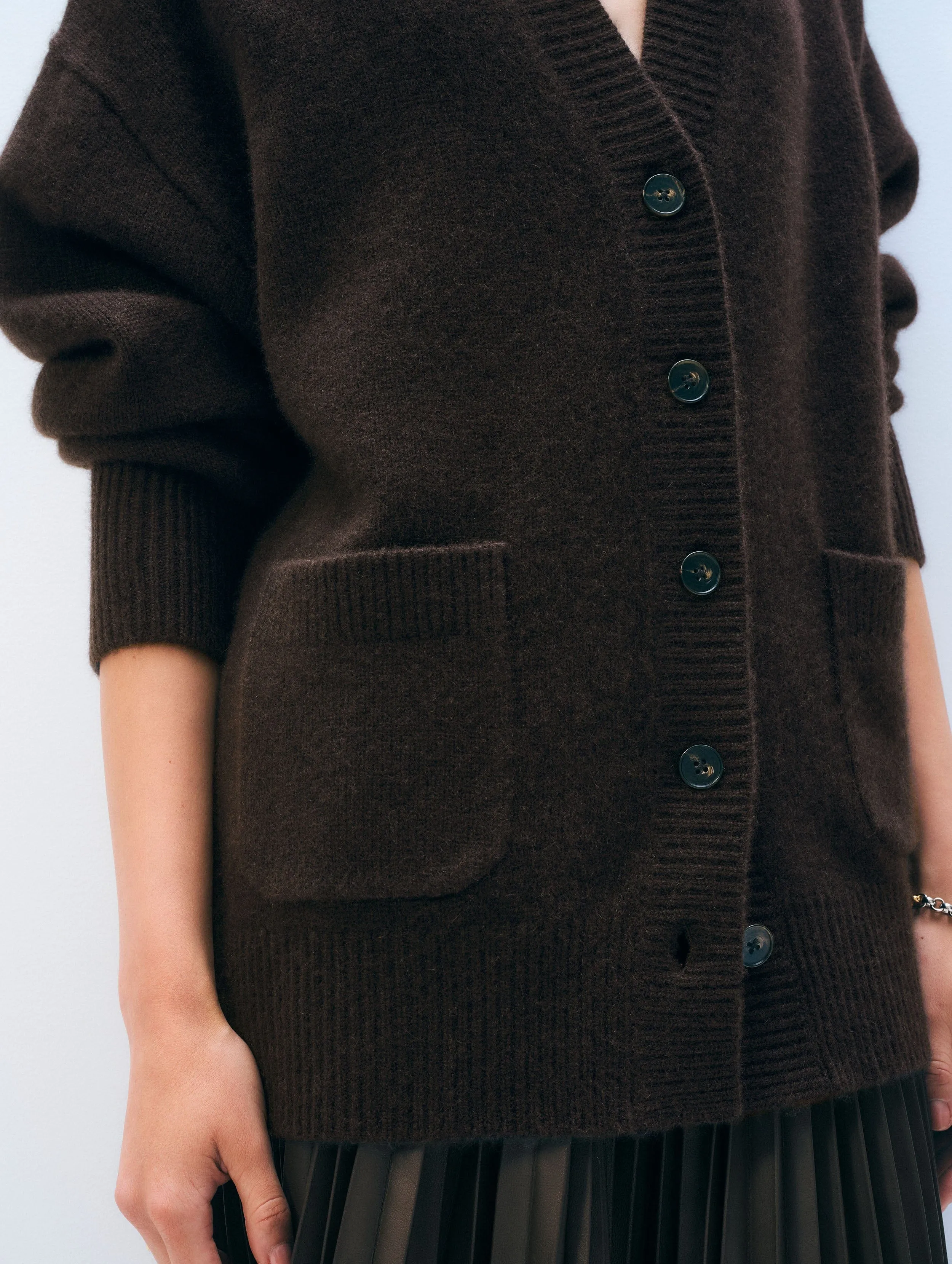 Cashmere Luxe Pocket Cardigan | Dark Umber sold by White + Warren product image thumbnail 3