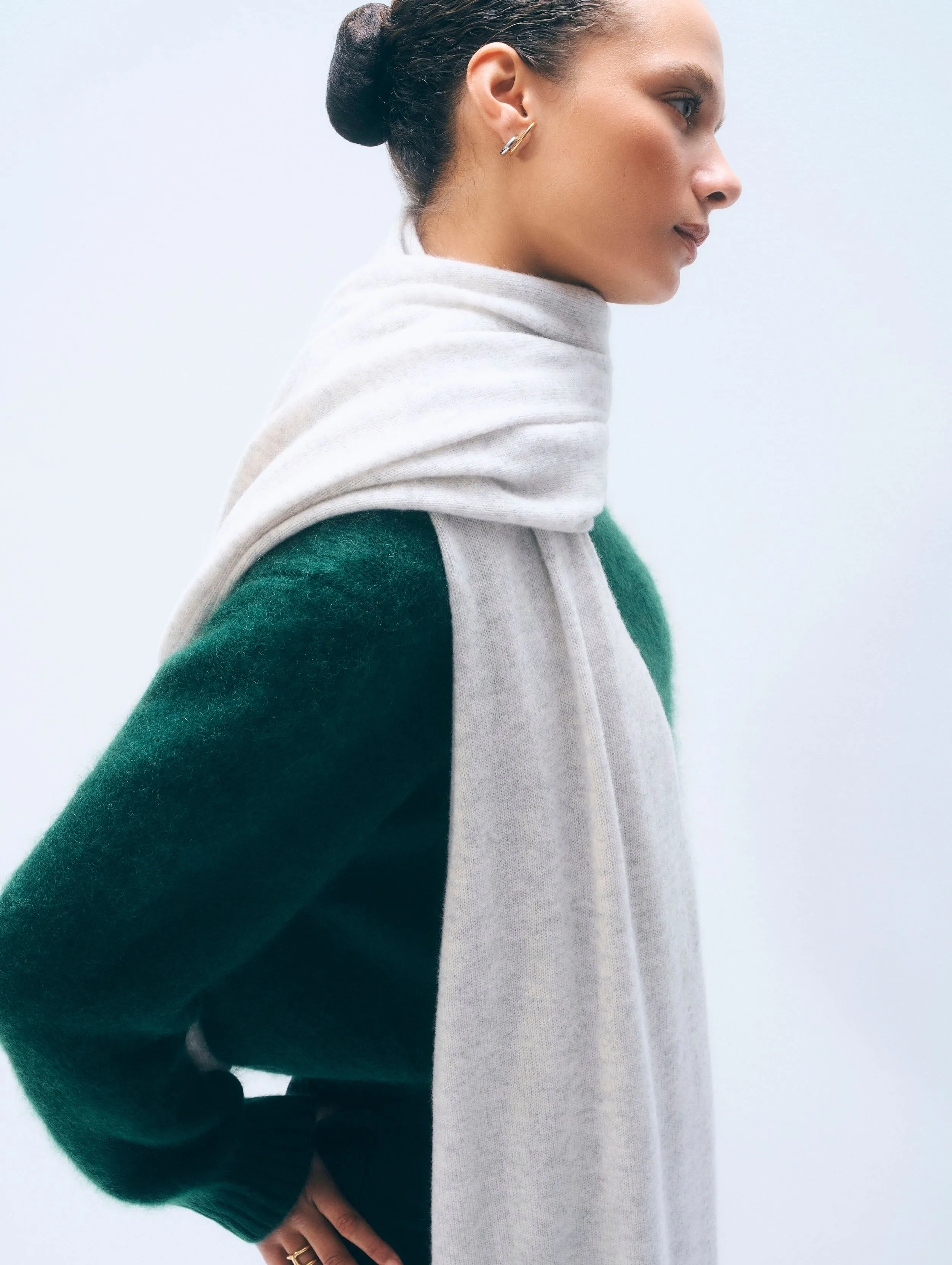 Cashmere Travel Wrap | Misty Grey Heather sold by White + Warren product image thumbnail 2