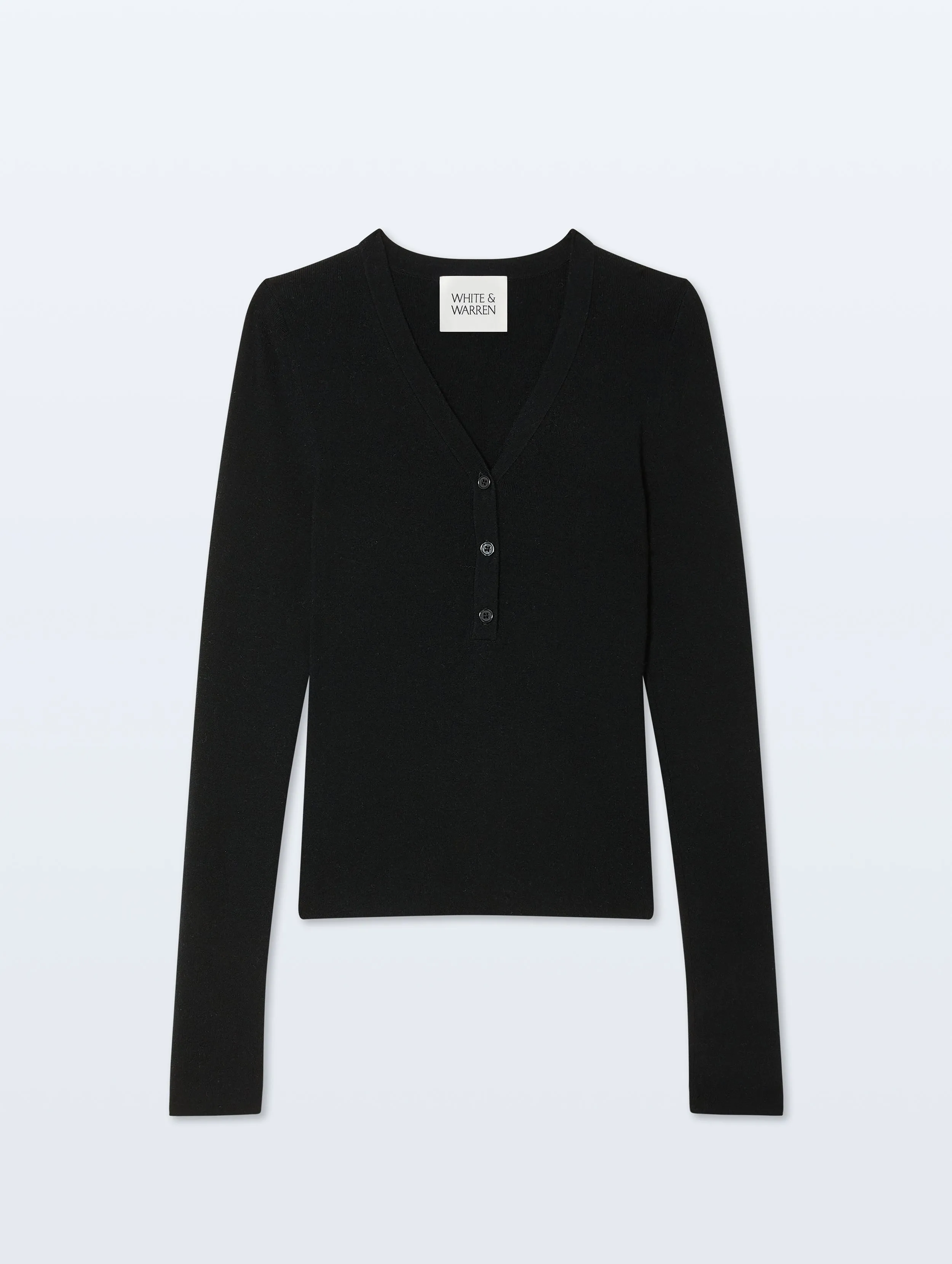 Superfine Cashmere Blend Henley | Black sold by White + Warren product image thumbnail 4