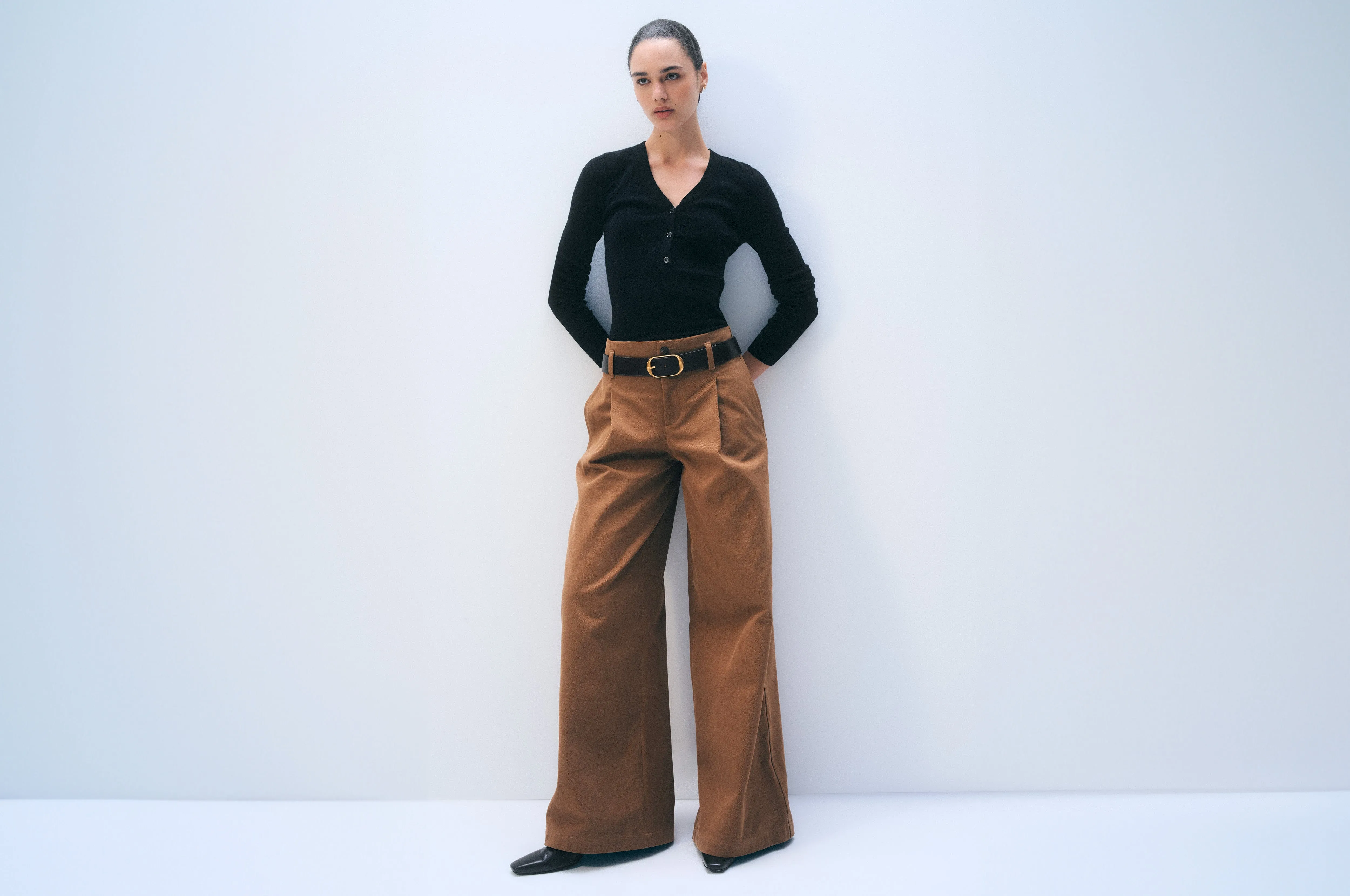 Superfine Cashmere Blend Henley | Black sold by White + Warren product image thumbnail 5