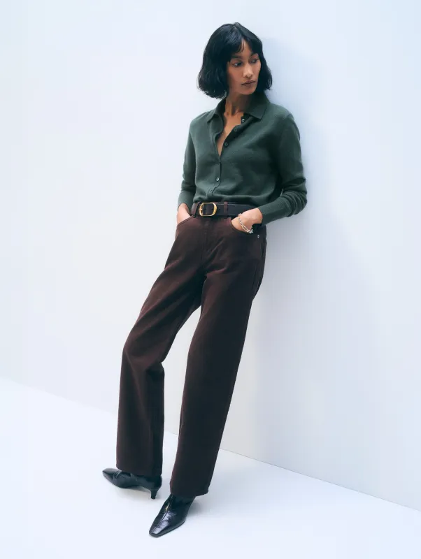 Cashmere Collared Cardigan | Juniper Green sold by White + Warren