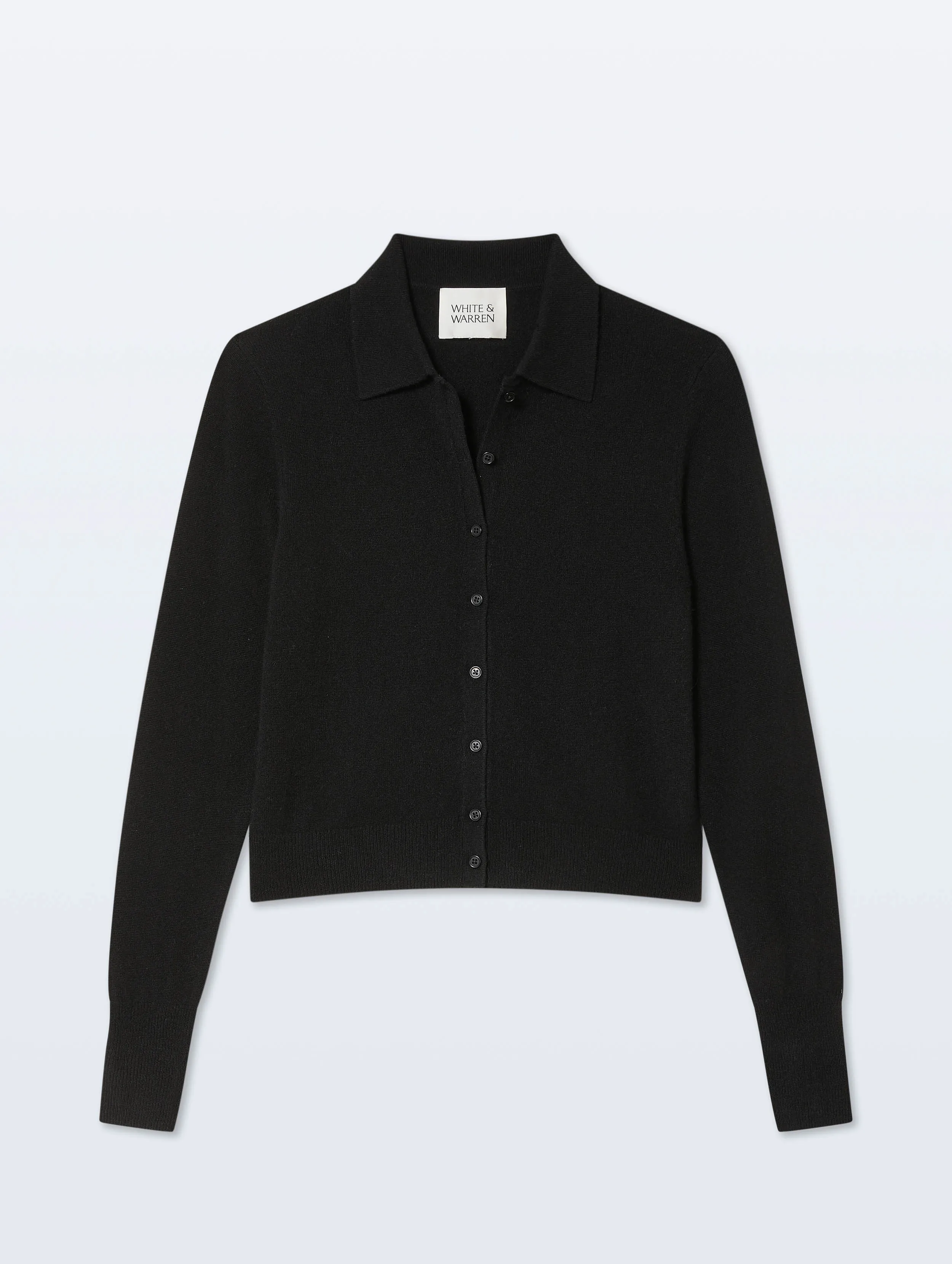 Cashmere Collared Cardigan | Black sold by White + Warren product image thumbnail 4