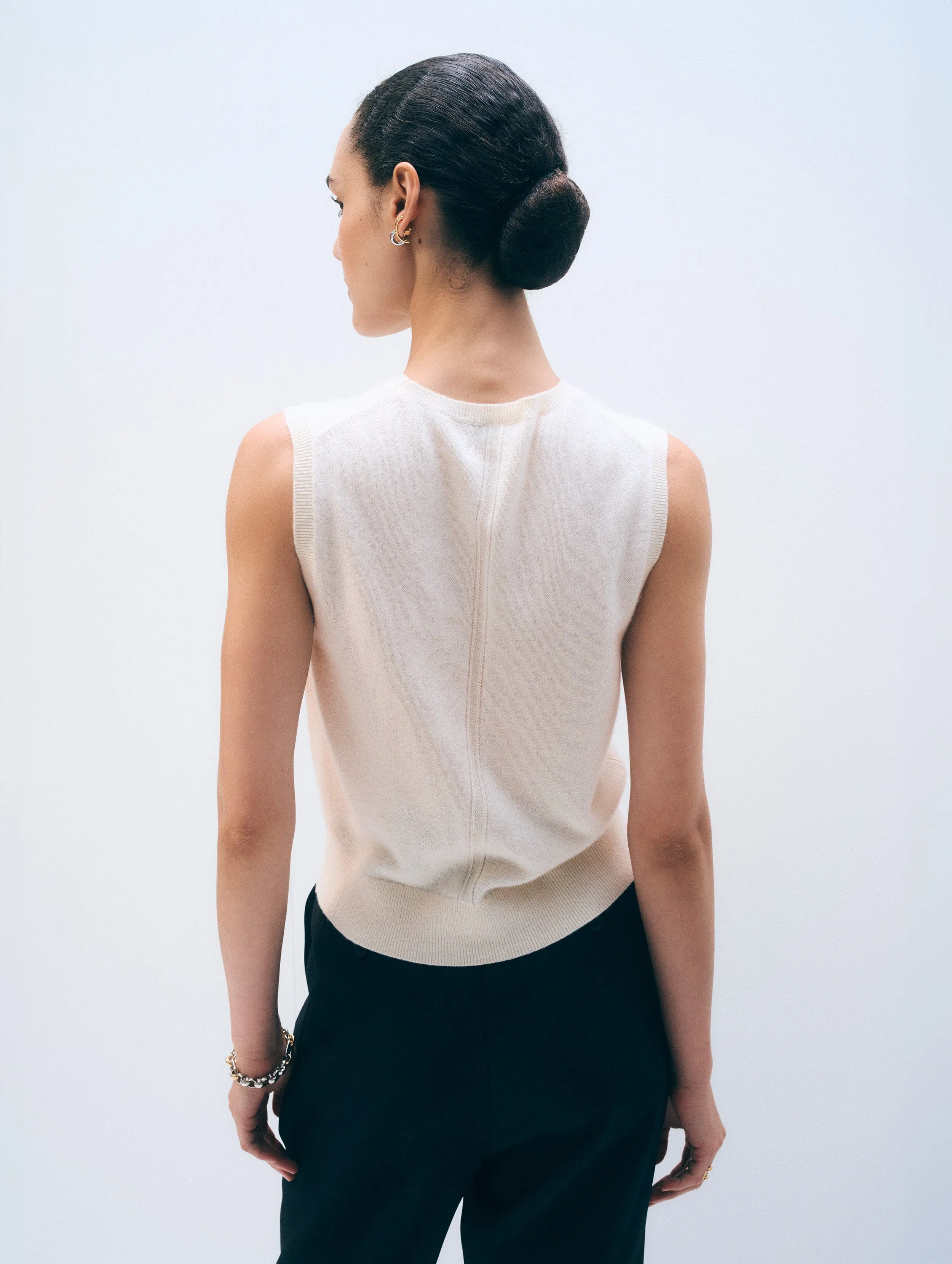 Cashmere Shell Tank Top | Soft White sold by White + Warren product image thumbnail 3