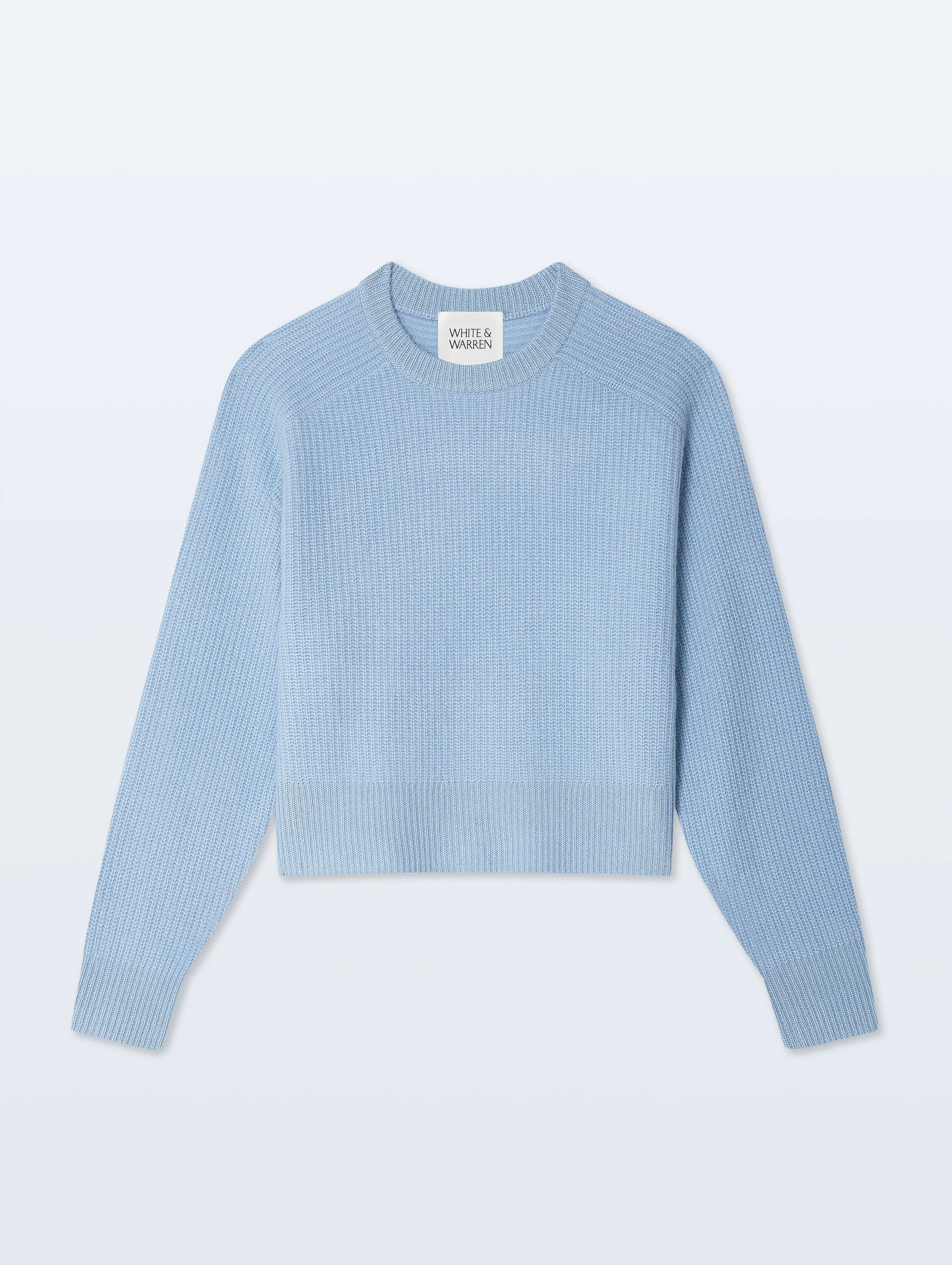 Cashmere Ribbed Saddle Sleeve Crewneck | Icy Blue sold by White + Warren product image thumbnail 4