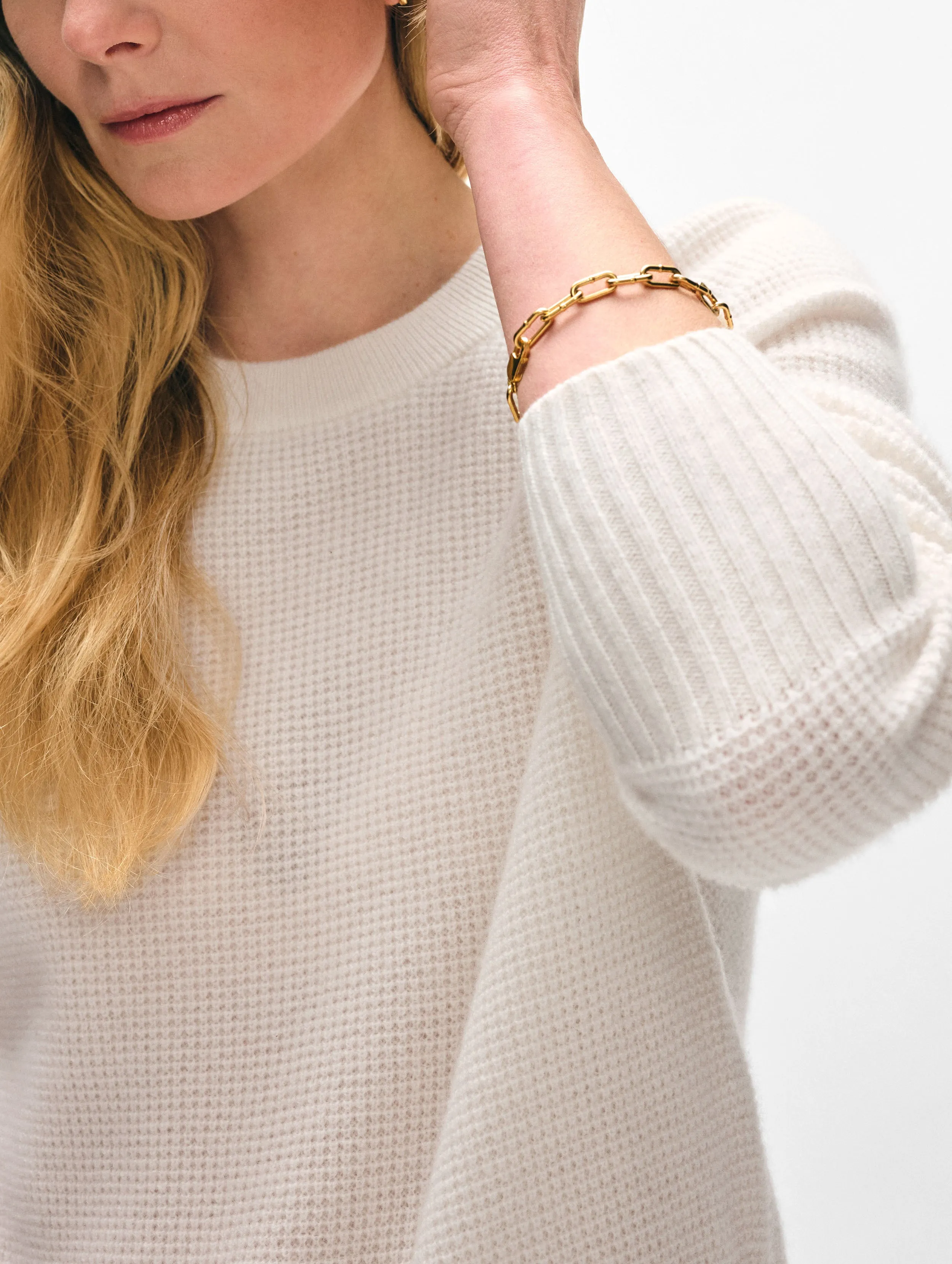 Cashmere Classic Waffle Sweatshirt | Soft White sold by White + Warren product image thumbnail 2