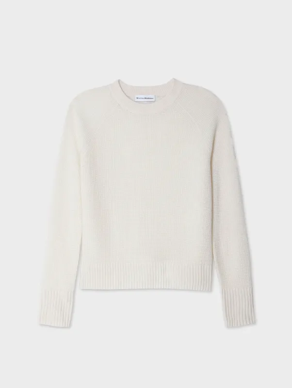 Cashmere Classic Waffle Sweatshirt | Soft White sold by White + Warren