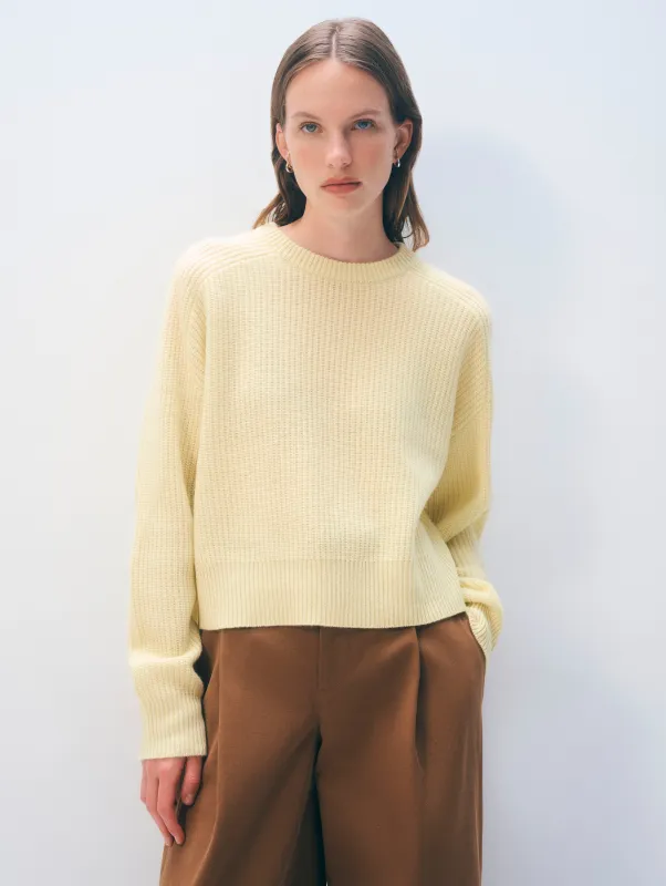Cashmere Ribbed Saddle Sleeve Crewneck sold by White + Warren