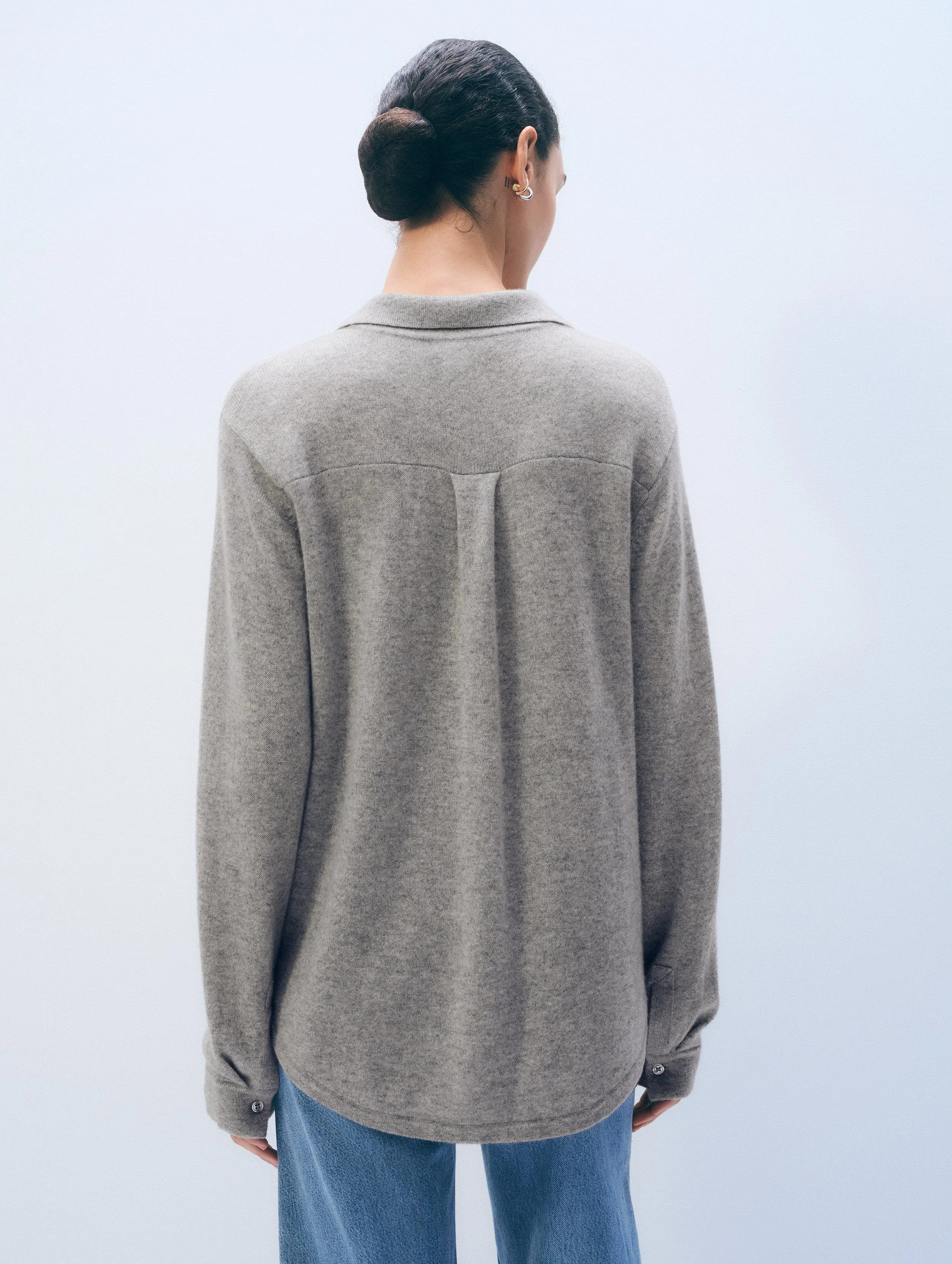 Cashmere Button Shirt | Grey Heather sold by White + Warren product image thumbnail 3