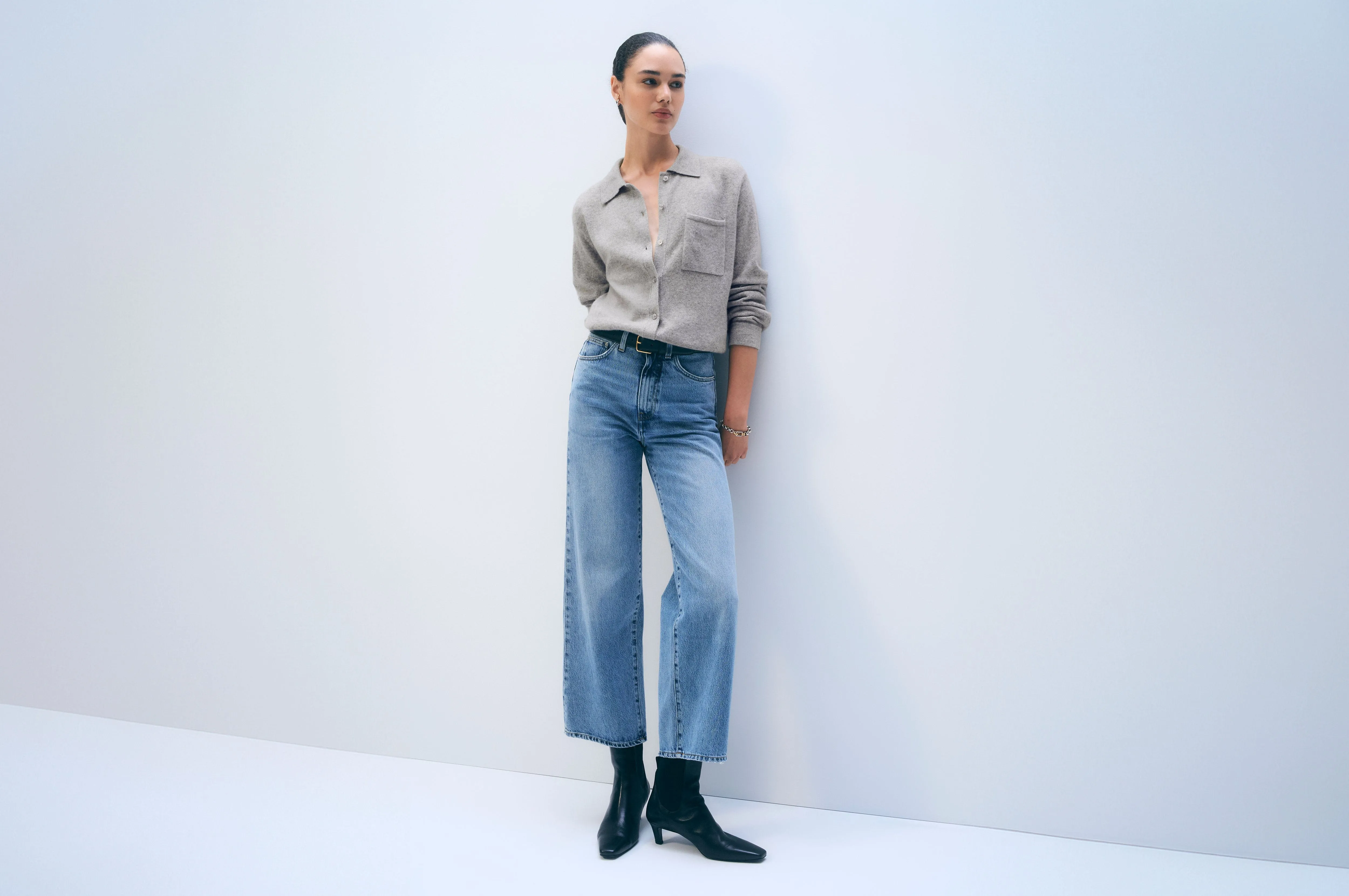 Cashmere Button Shirt | Grey Heather sold by White + Warren product image thumbnail 5
