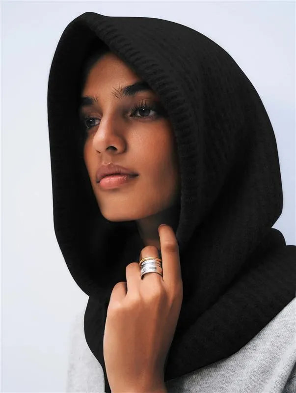 Cashmere Ribbed Balaclava | Black sold by White + Warren
