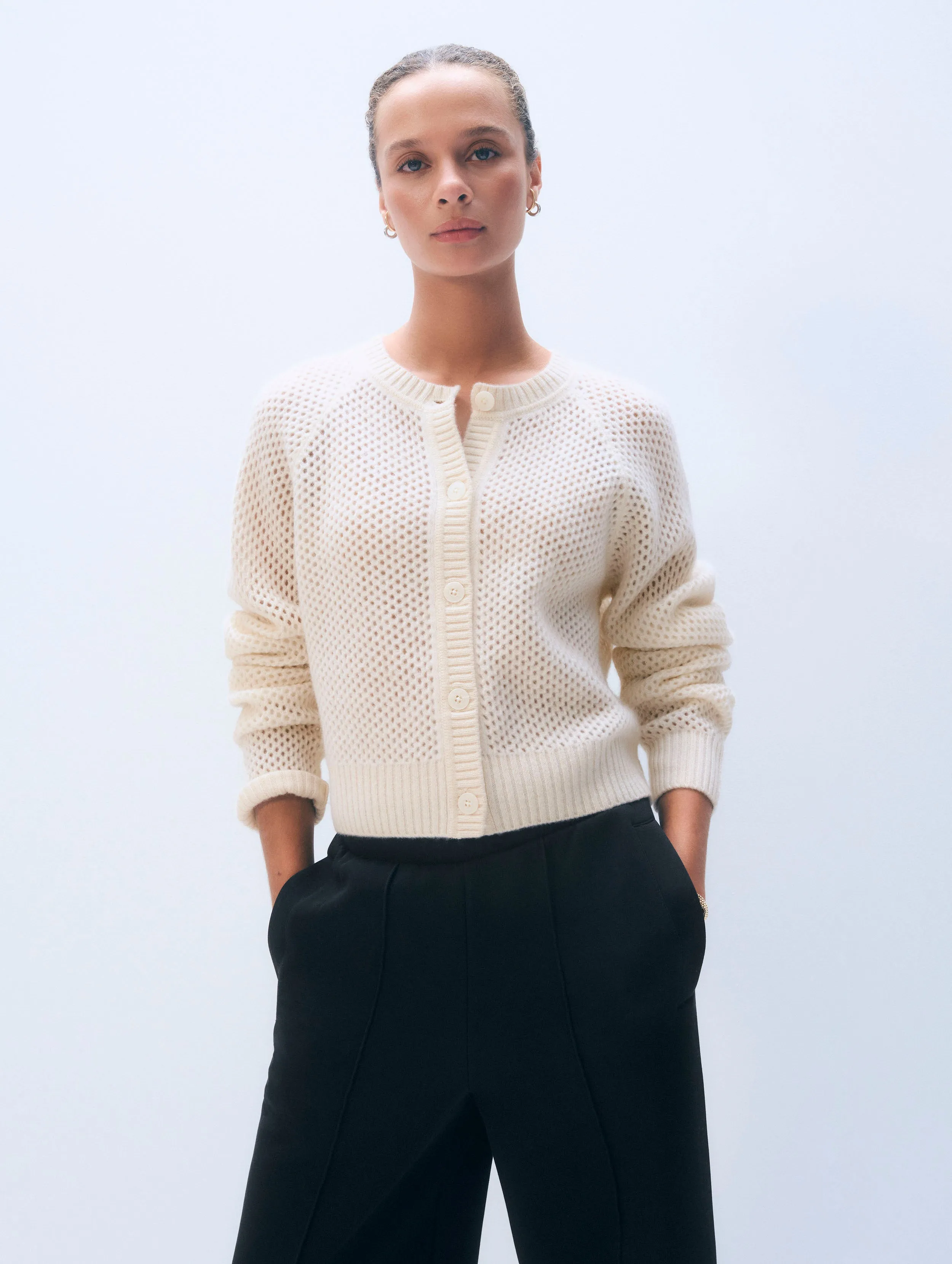 Cashmere Mesh Cardigan sold by White + Warren product image thumbnail 3