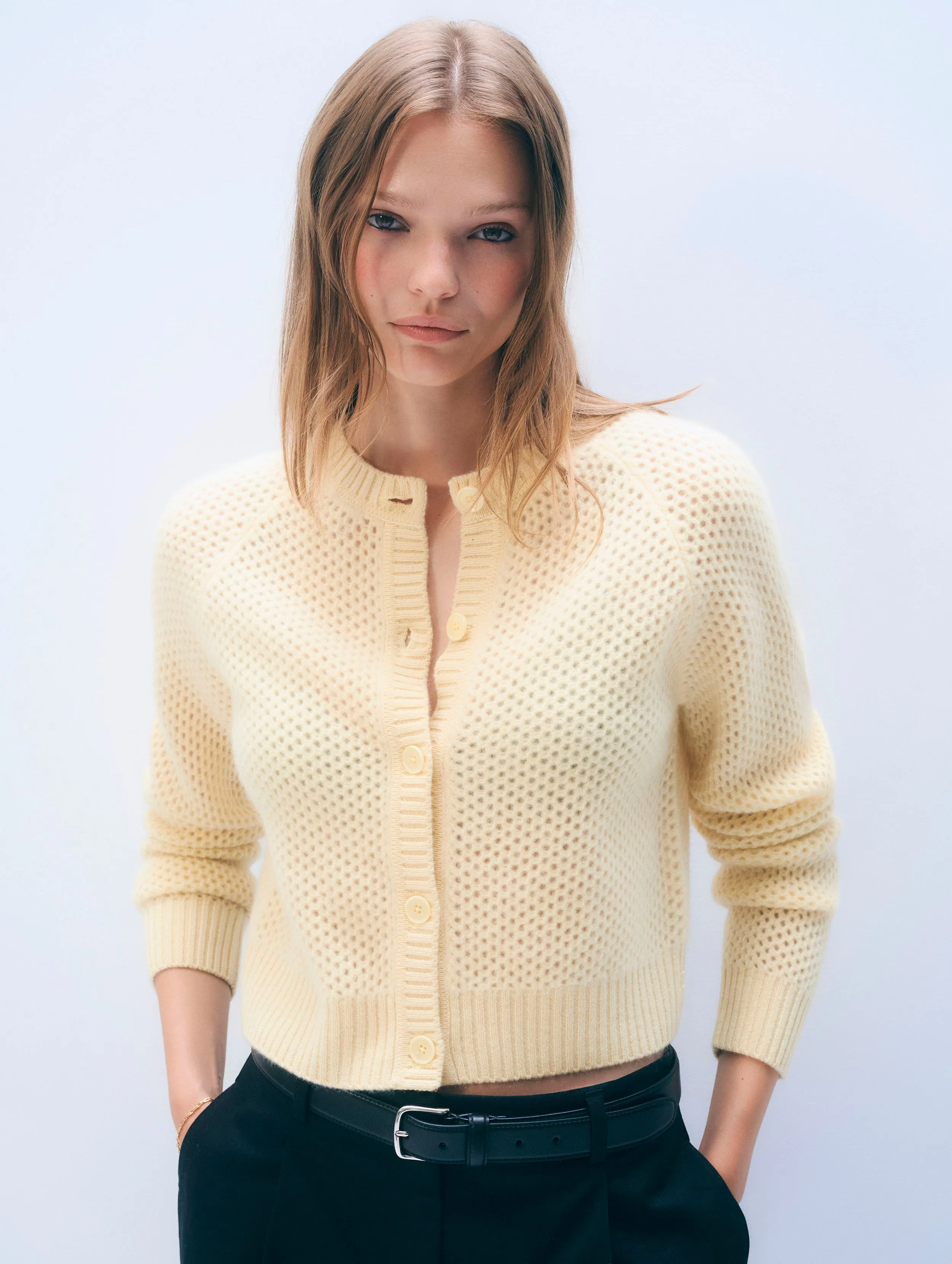 Cashmere Mesh Cardigan sold by White + Warren product image thumbnail 2