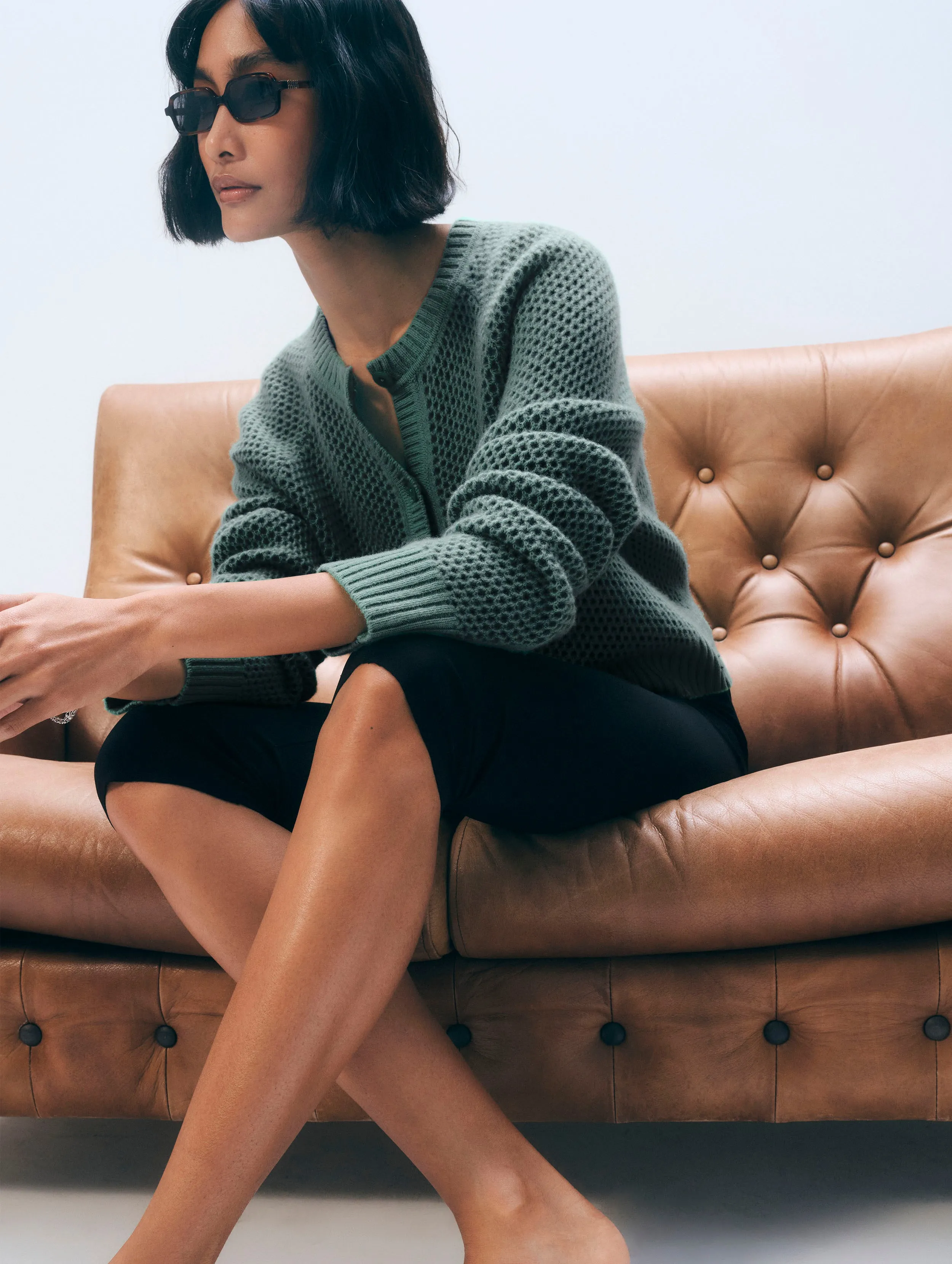 Cashmere Mesh Cardigan | Ivy Green sold by White + Warren product image thumbnail 5