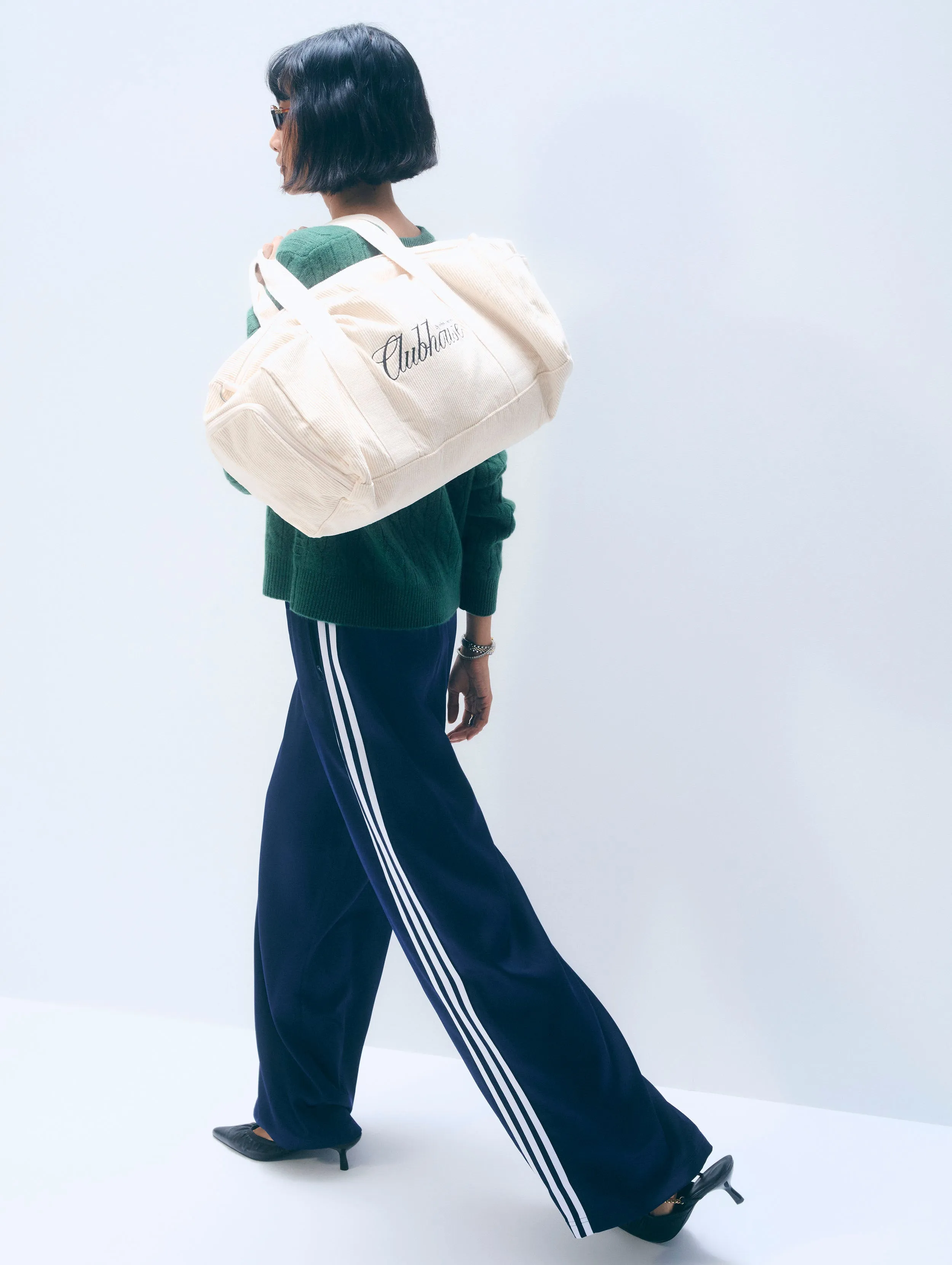 Cashmere Varsity Cable Crewneck | Ivy Green sold by White + Warren product image thumbnail 5