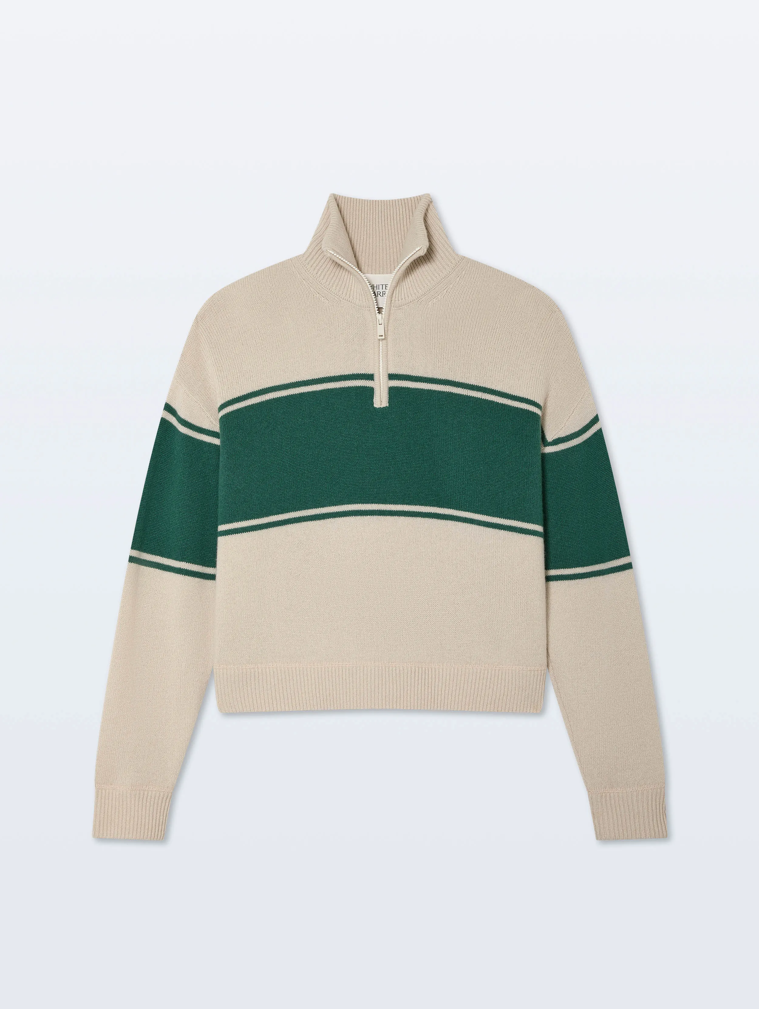 Cashmere Blend Quarter Zip | Ivory/Ivy Green sold by White + Warren product image thumbnail 4