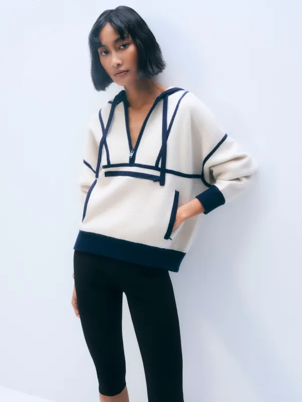 Cashmere Anorak | Ivory/Navy sold by White + Warren