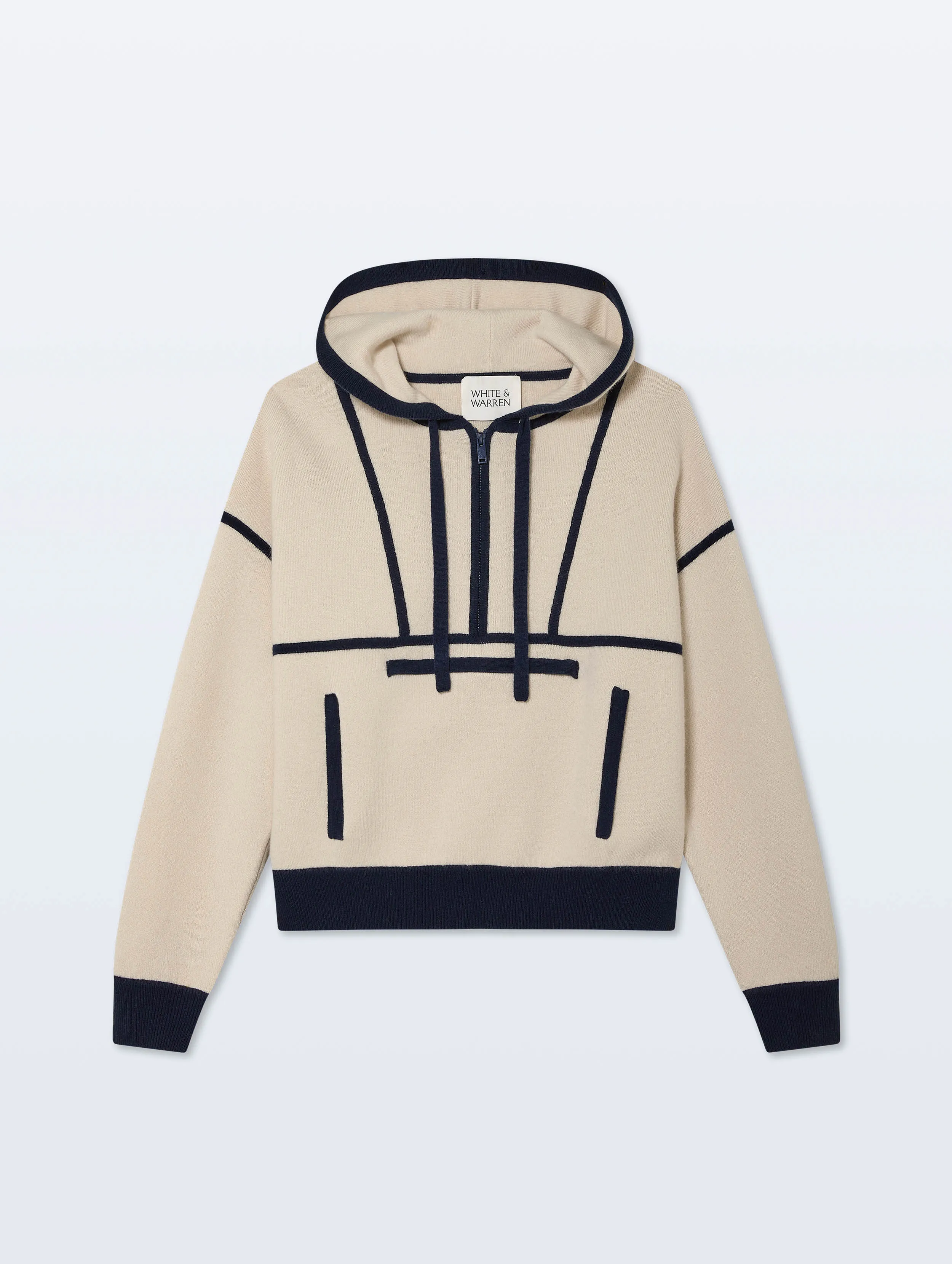 Cashmere Anorak | Ivory/Navy sold by White + Warren product image thumbnail 5