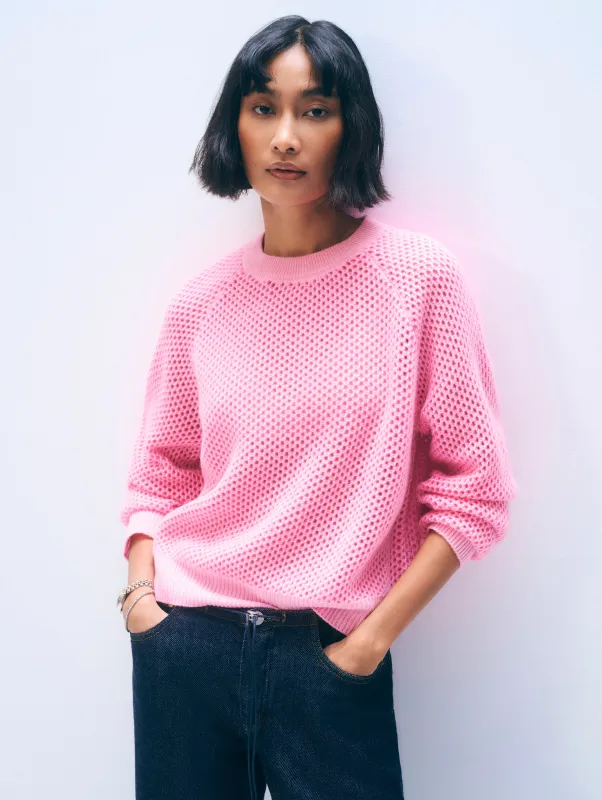 Cashmere Mesh Sweatshirt | Pink Buds sold by White + Warren