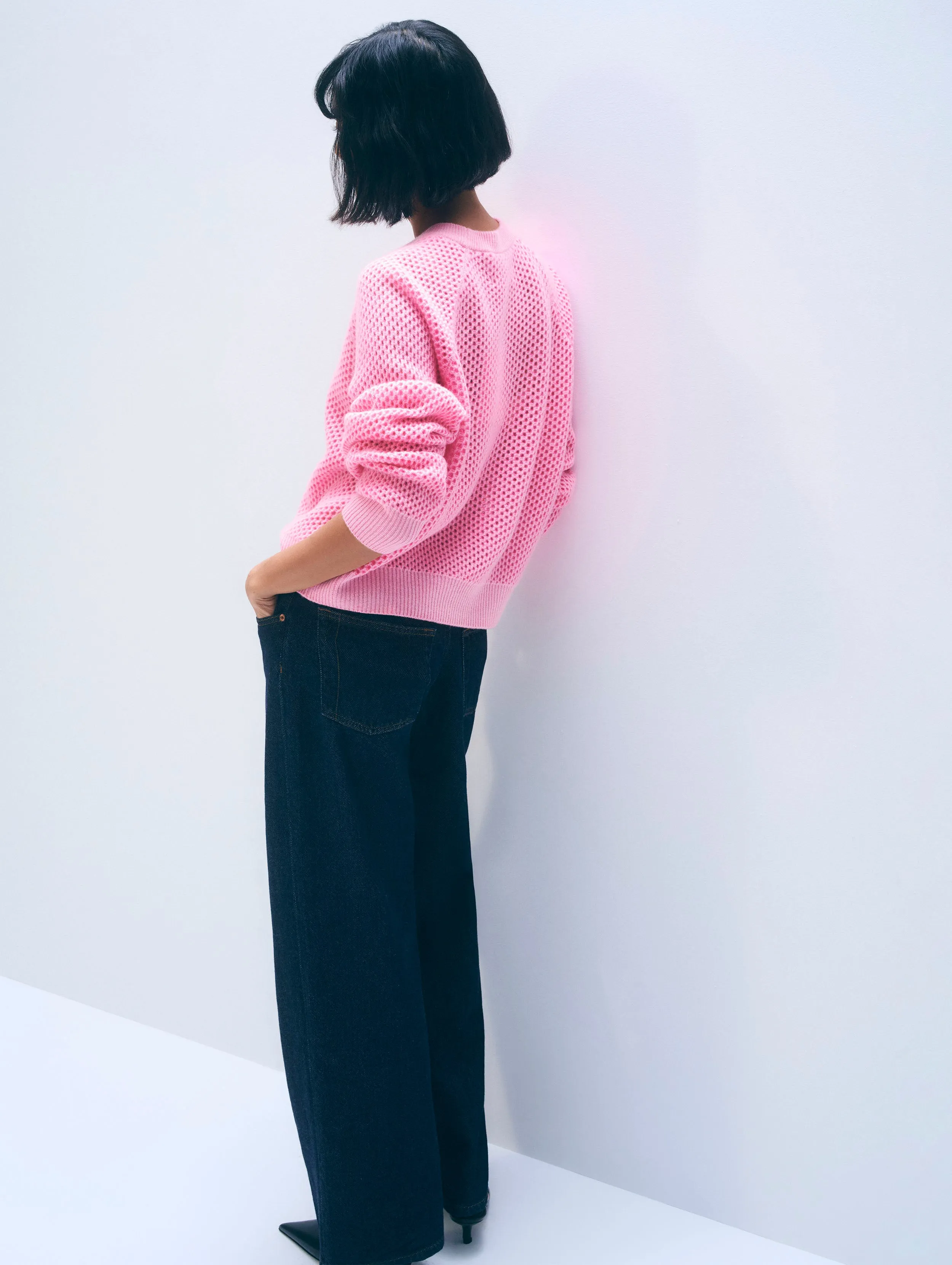 Cashmere Mesh Sweatshirt | Pink Buds sold by White + Warren product image thumbnail 3