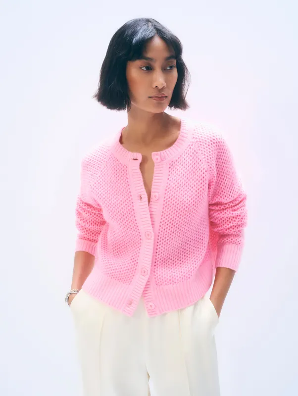 Cashmere Mesh Cardigan | Pink Buds sold by White + Warren