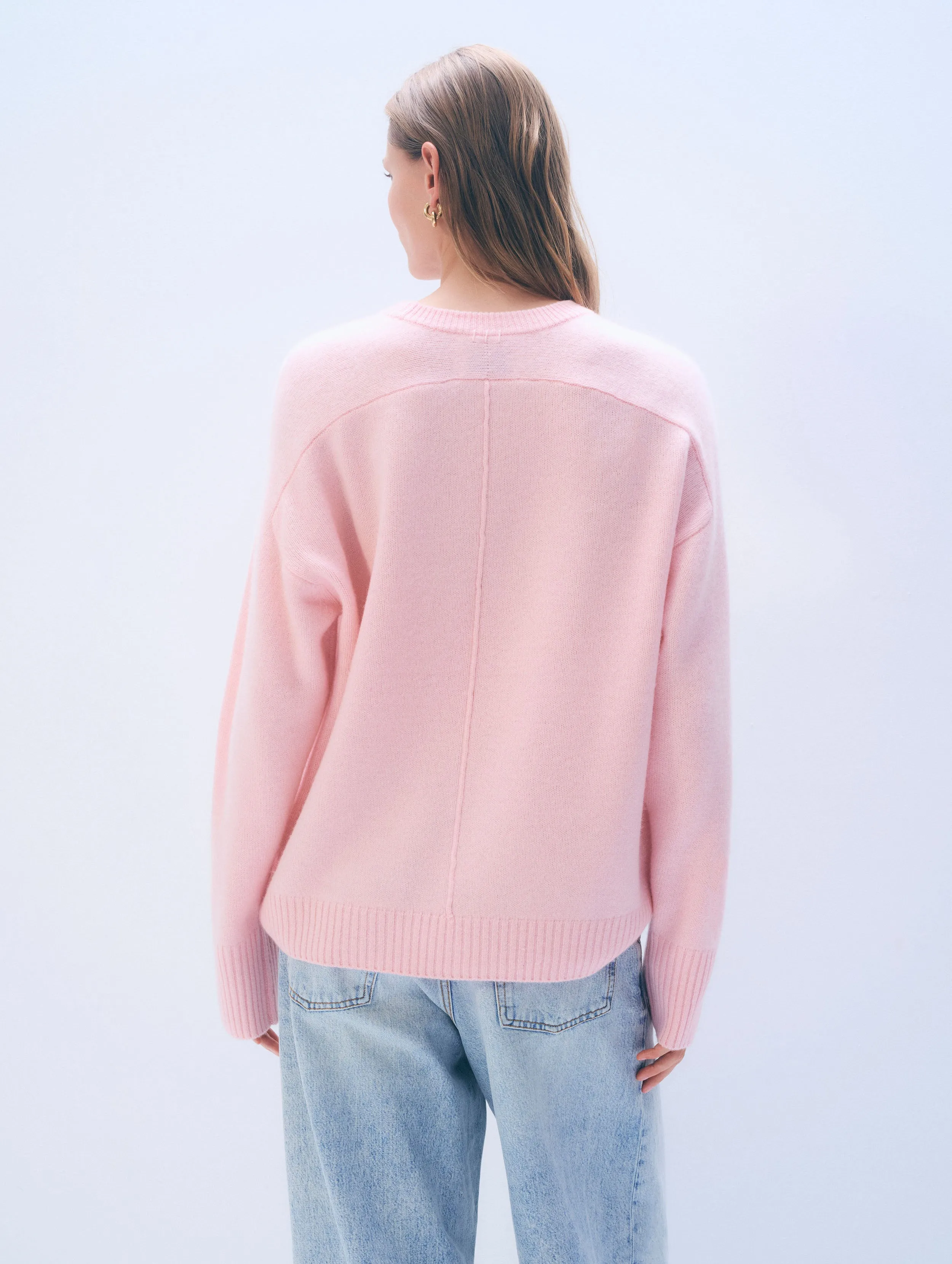 Cashmere Oversized Saddle Sleeve Crewneck | Clay Pink sold by White + Warren product image thumbnail 3