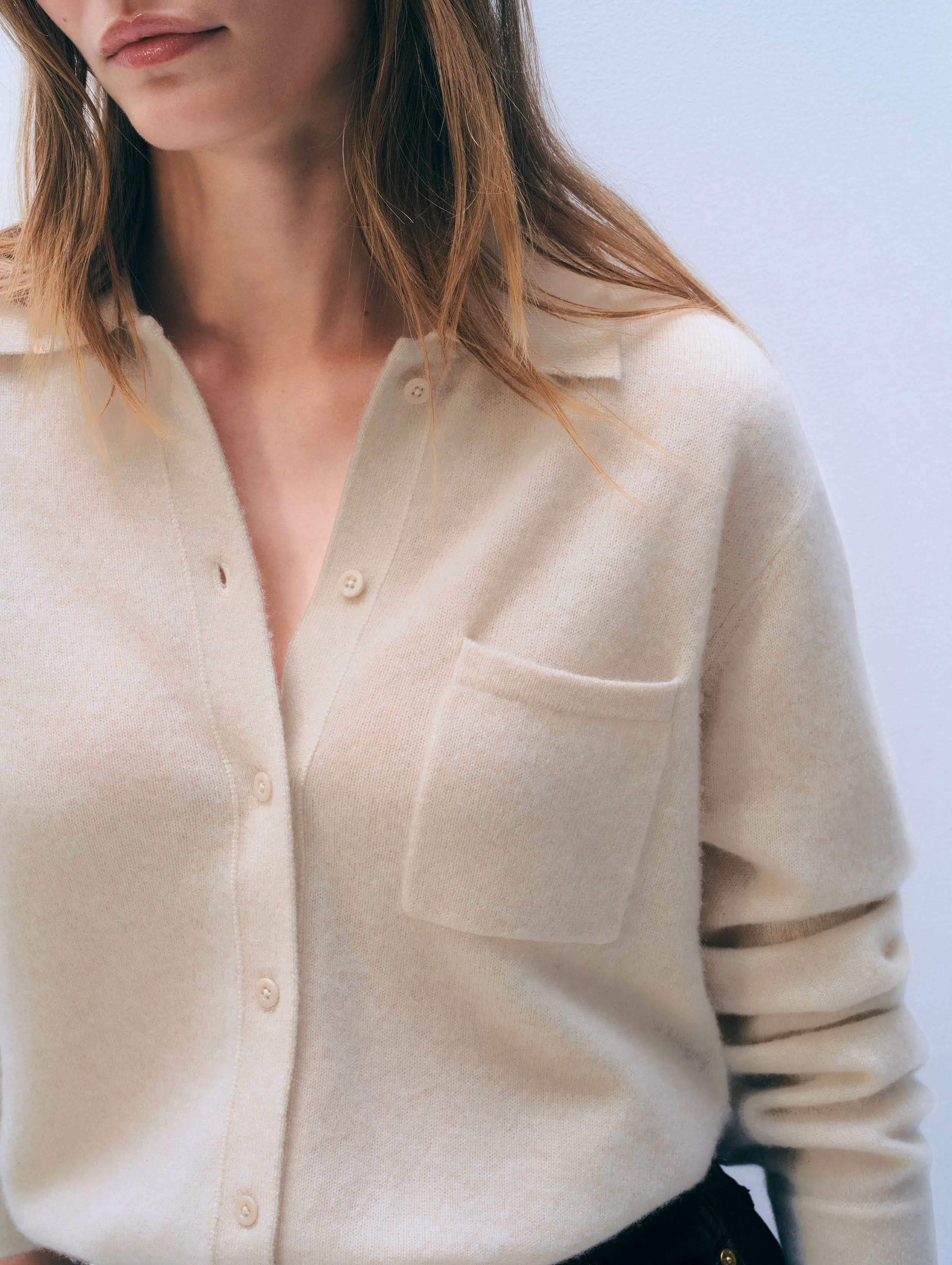 Cashmere Button Shirt | Natural Heather sold by White + Warren product image thumbnail 2