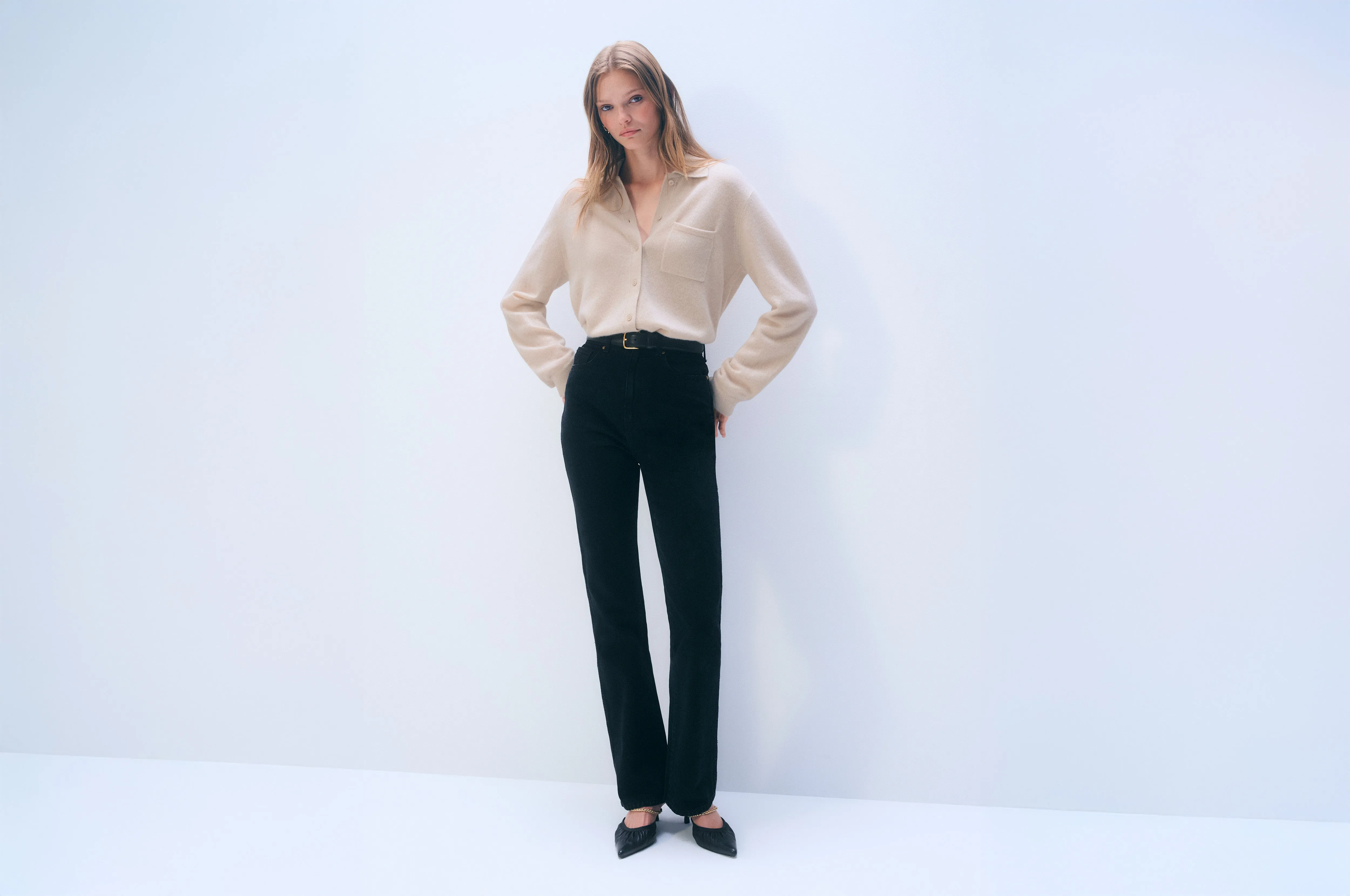 Cashmere Button Shirt | Natural Heather sold by White + Warren product image thumbnail 3