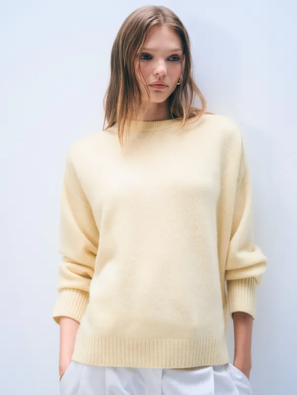 Cashmere Oversized Saddle Sleeve Crewneck | Lemonade sold by White + Warren