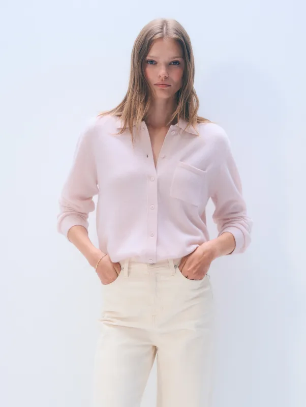 Cashmere Button Shirt | Pink Sand sold by White + Warren