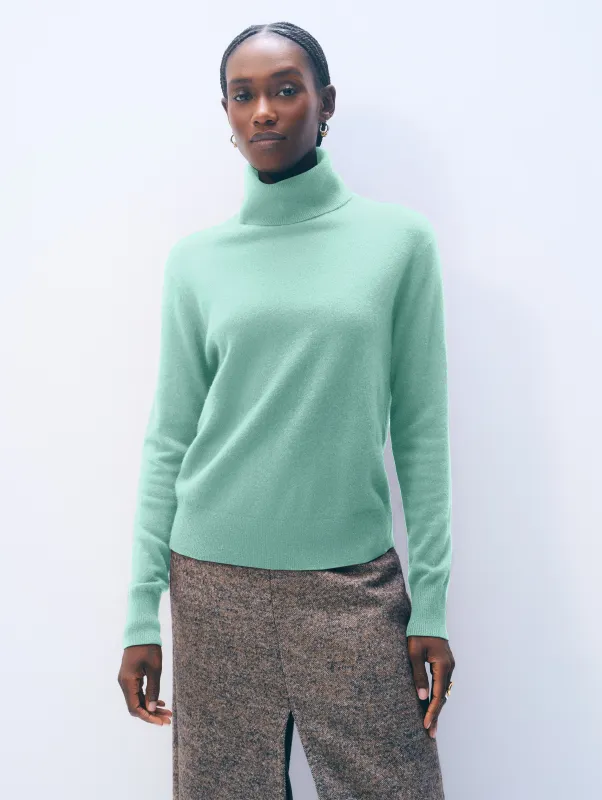 Cashmere Turtleneck | Spearmint sold by White + Warren