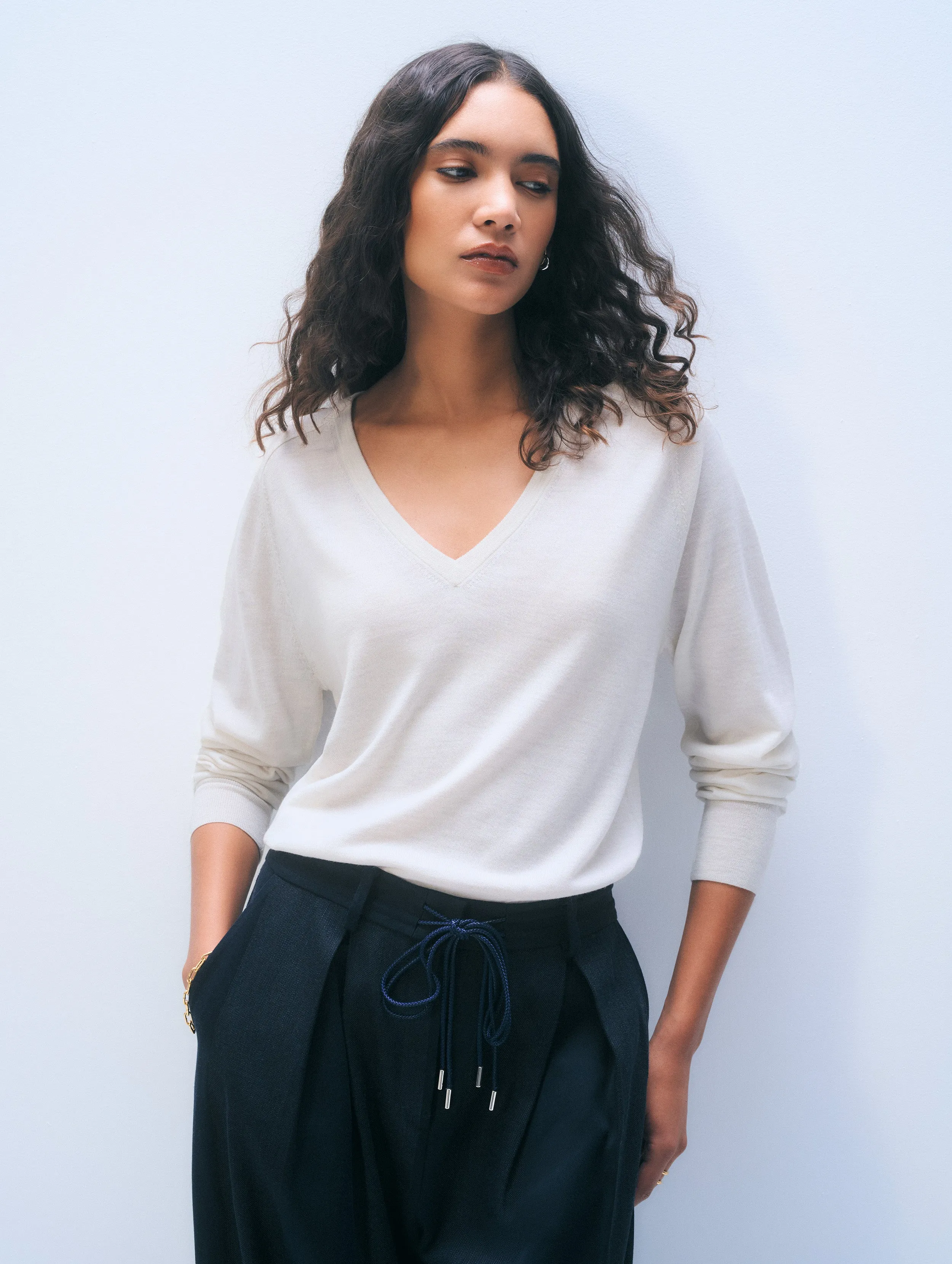 Superfine Merino Wool V-Neck sold by White + Warren product image thumbnail 3