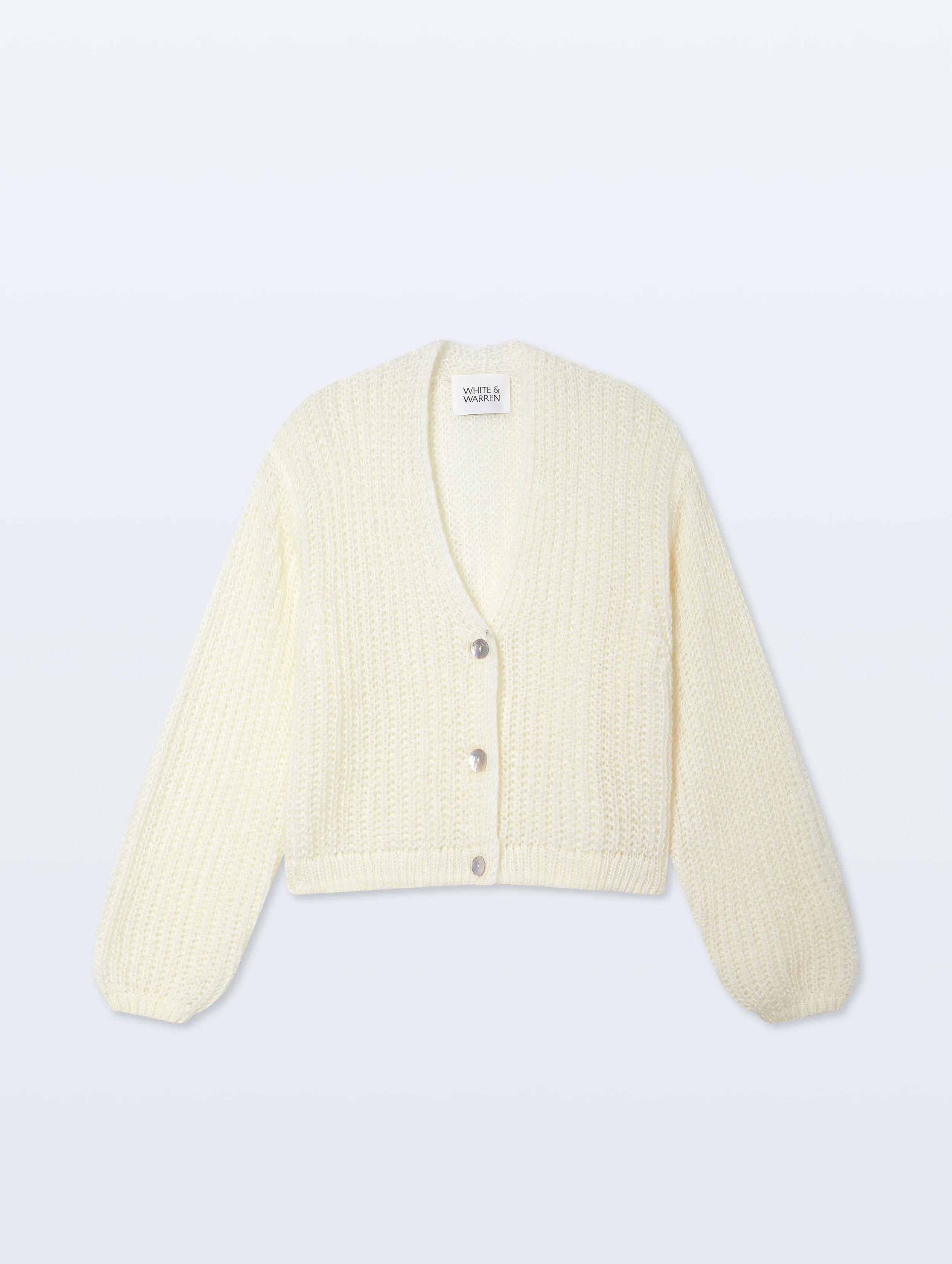 Mohair Luxe Open Cardigan | Ivory sold by White + Warren product image thumbnail 4